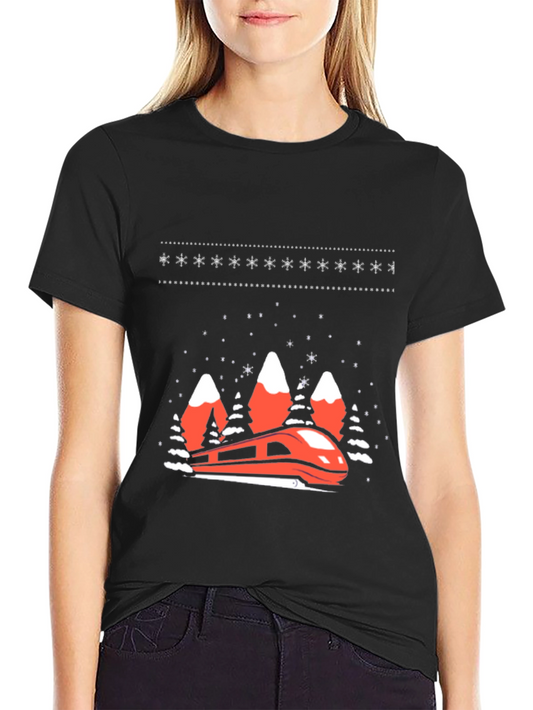 Festive Train Graphic Tee - Holiday Style