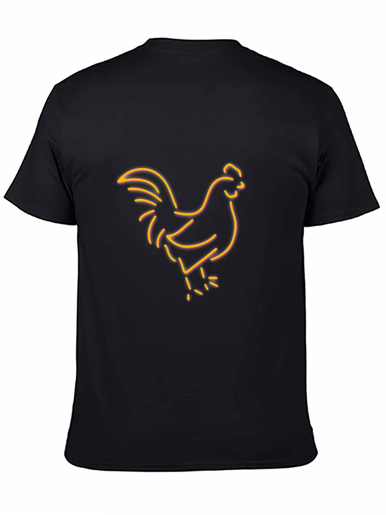 Neon Chicken Graphic Tee - Black Cotton Blend T-Shirt