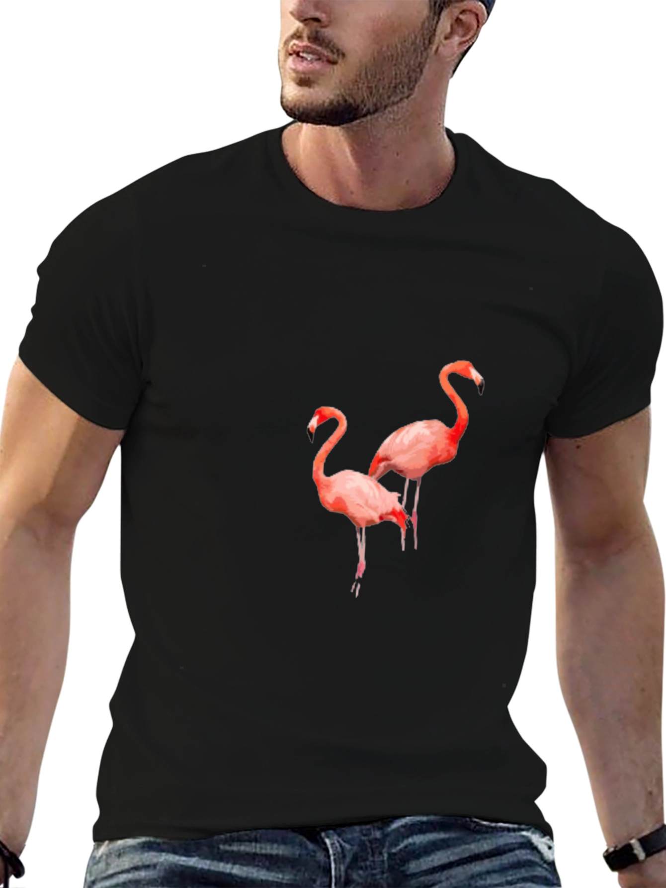 Flamingo Graphic Tee - Stylish Black T-Shirt