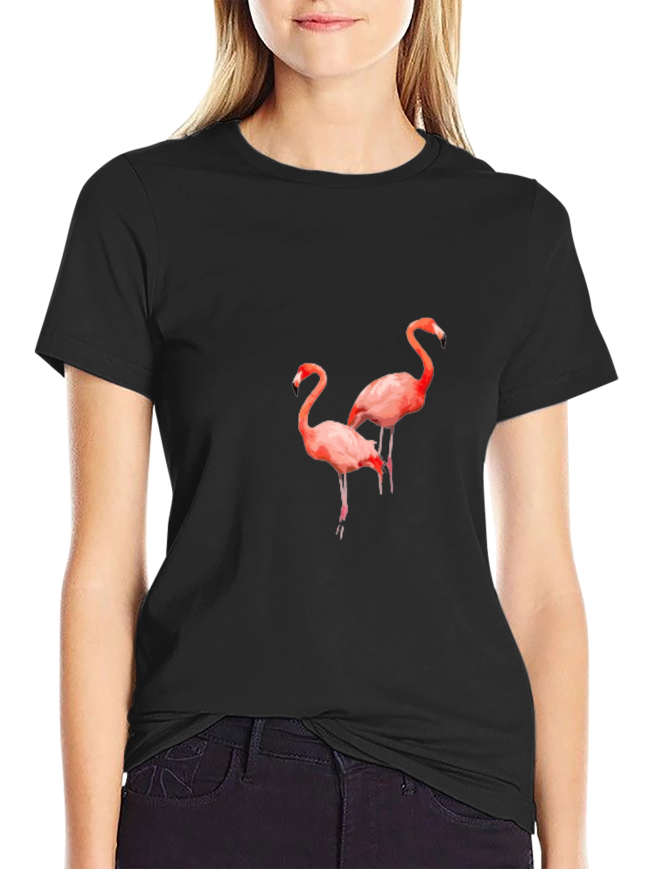Flamingo Graphic Tee - Stylish Black T-Shirt