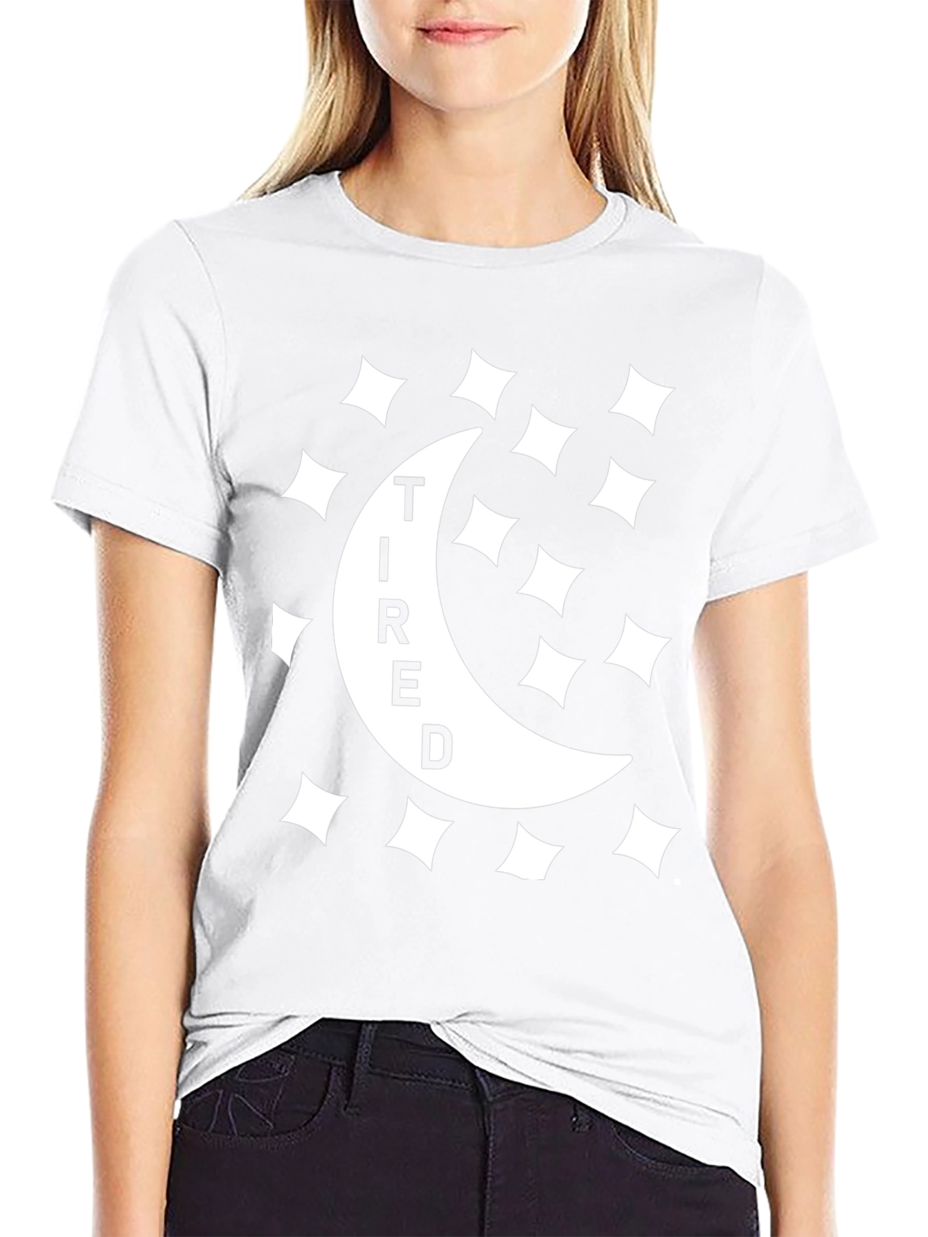 Tired Moon Graphic Tee - Unisex Black T-Shirt