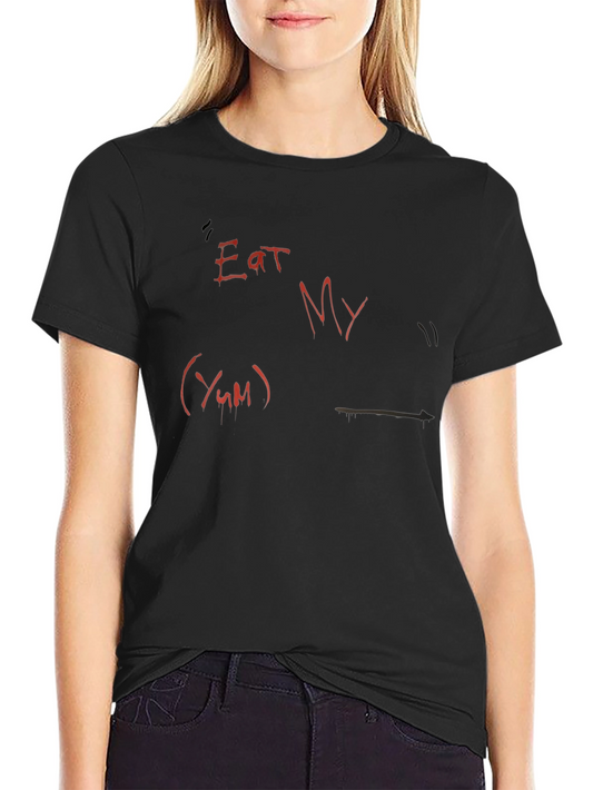 Eat My (Yum) Graphic Print Black T-Shirt