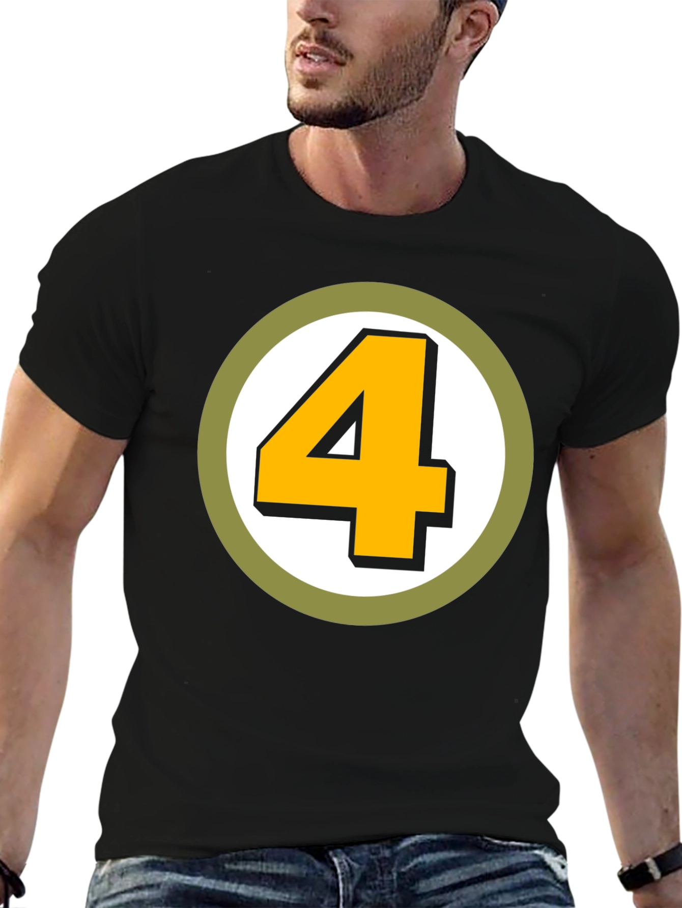 Retro Number 4 Graphic T-Shirt - Black