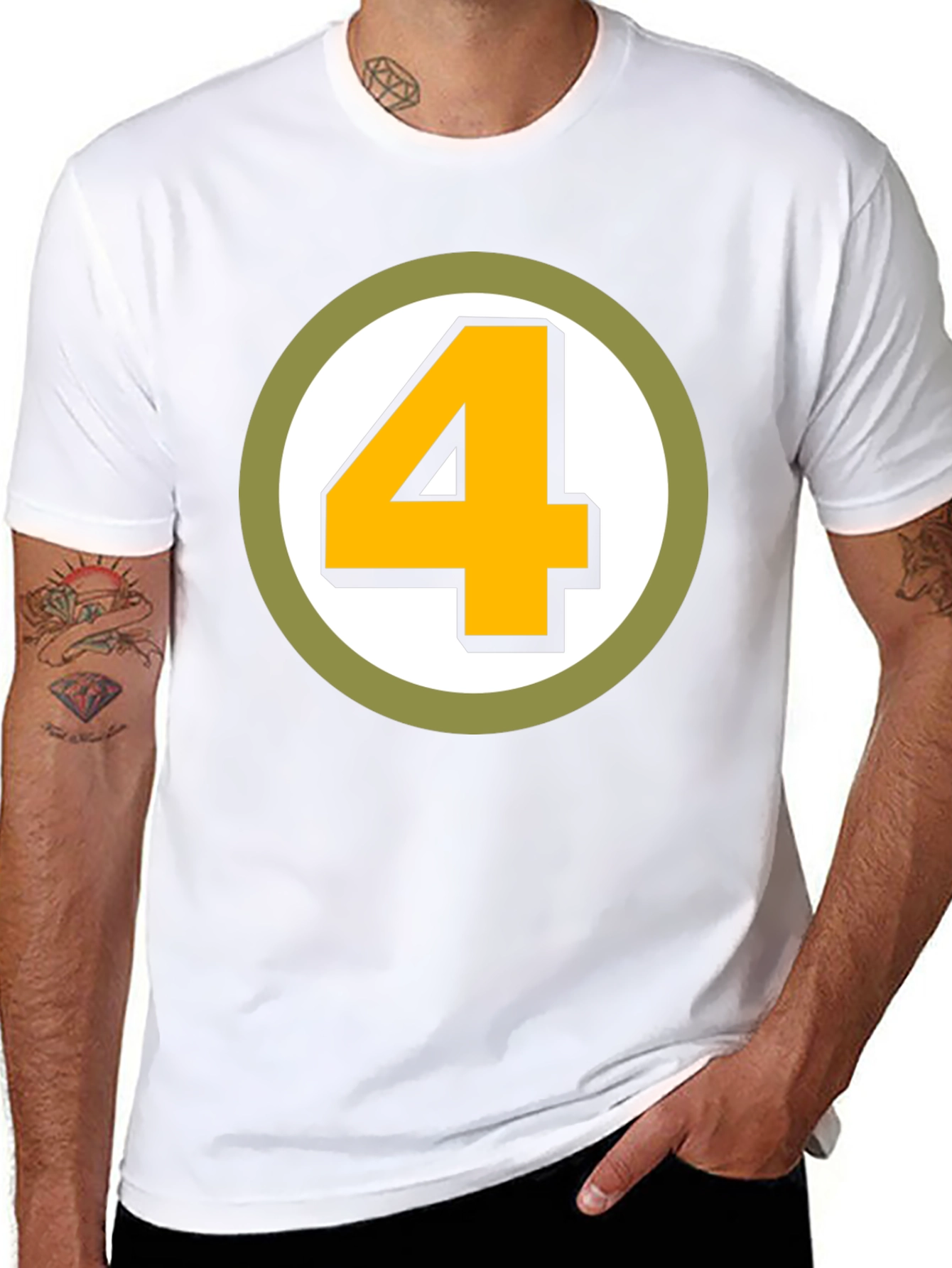 Retro Number 4 Graphic T-Shirt - Black