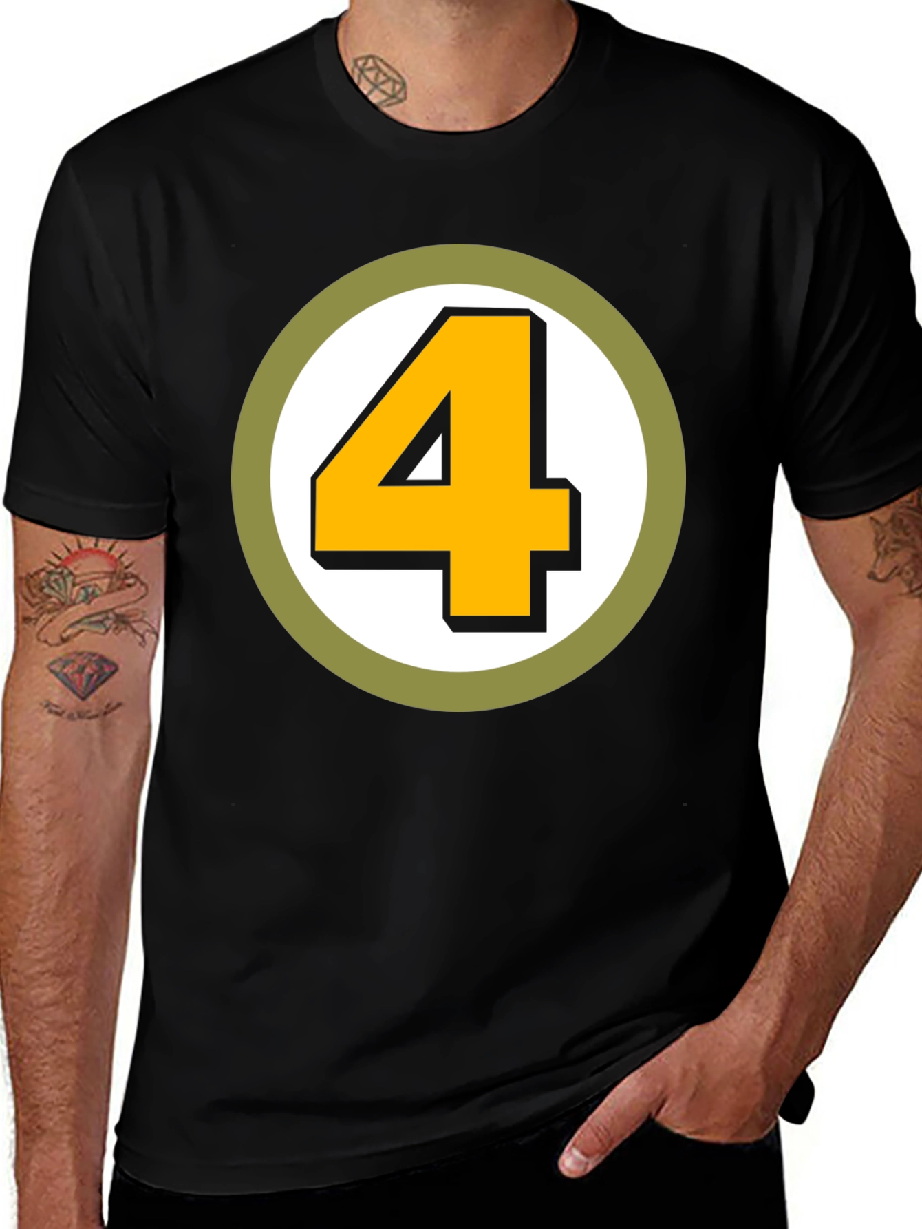 Retro Number 4 Graphic T-Shirt - Black
