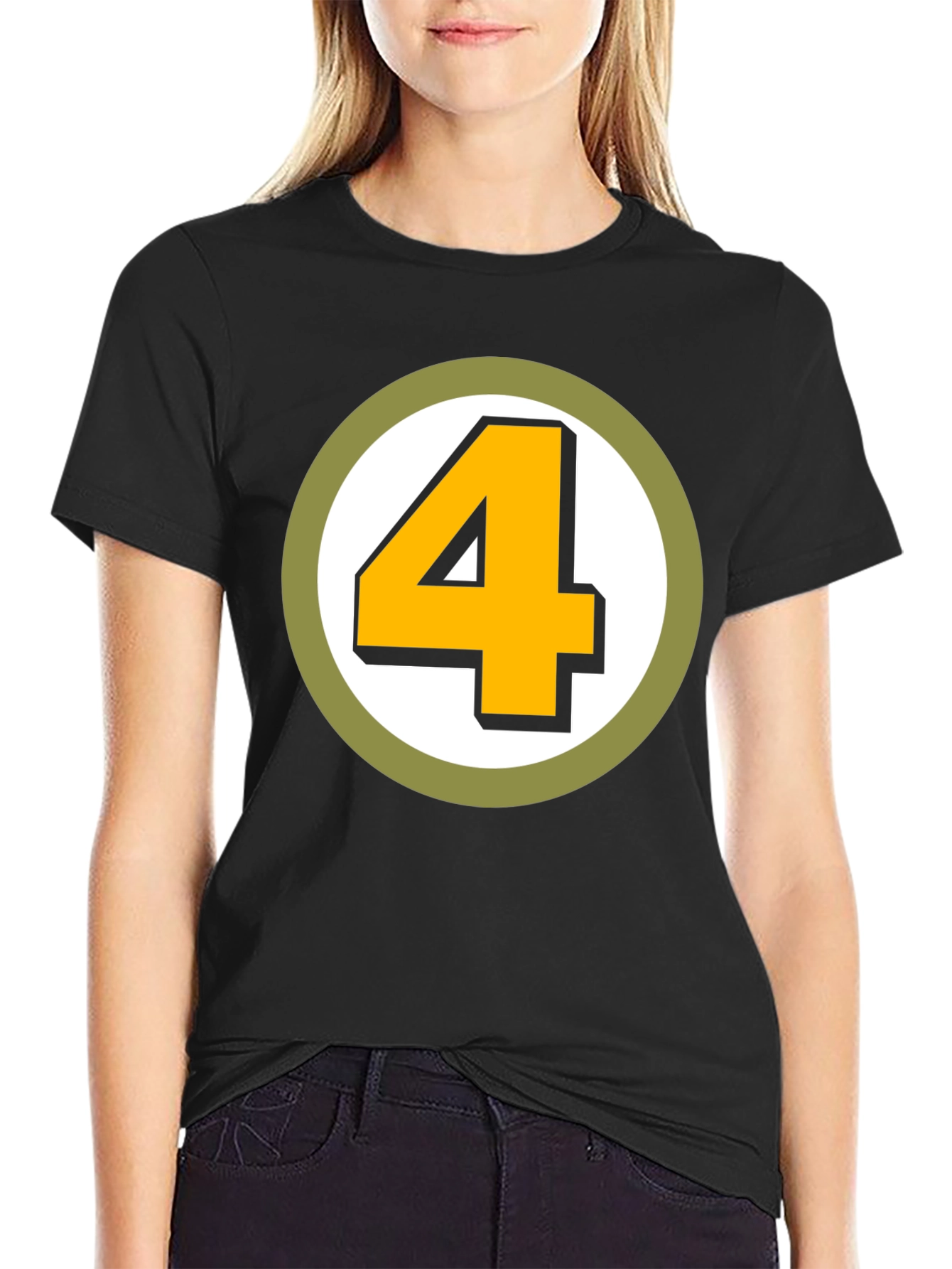 Retro Number 4 Graphic T-Shirt - Black