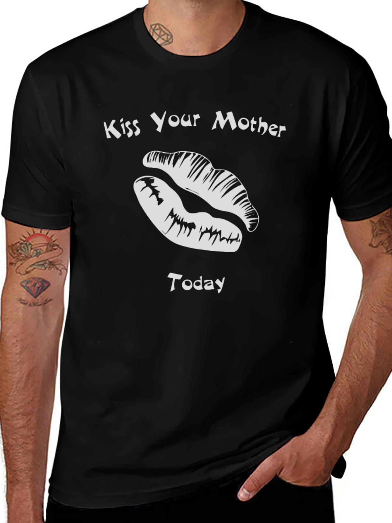 Kiss Your Mother Today Black Graphic Tee