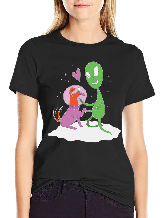 Alien Dog T-Shirt: Space Pup & Green Friend Tee