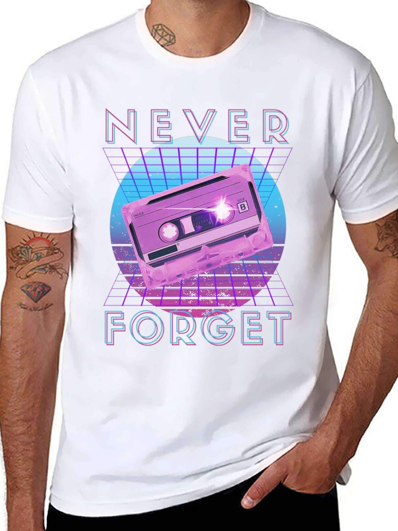 Retro 80s Cassette Tape Never Forget Graphic Tee