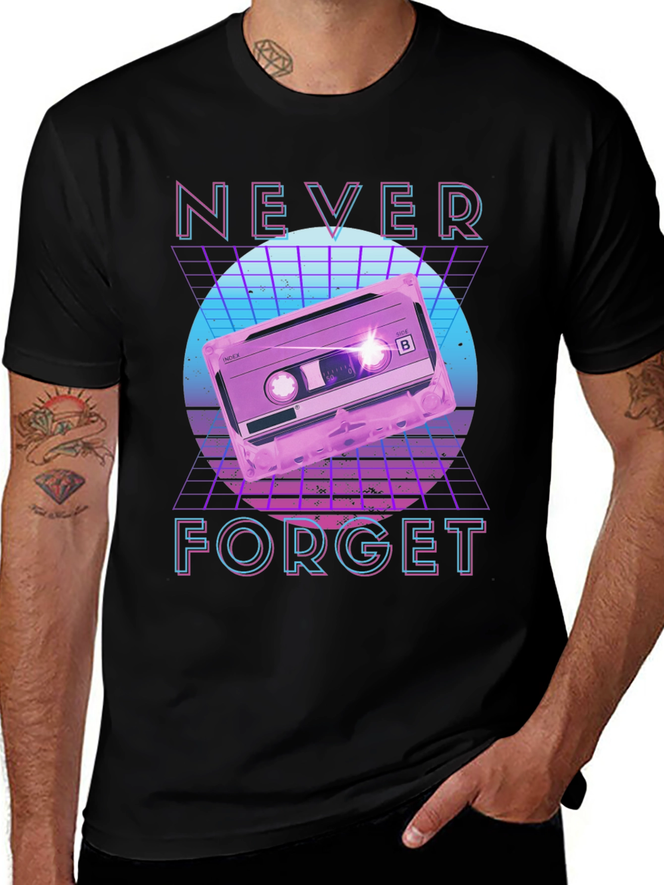 Retro 80s Cassette Tape Never Forget Graphic Tee