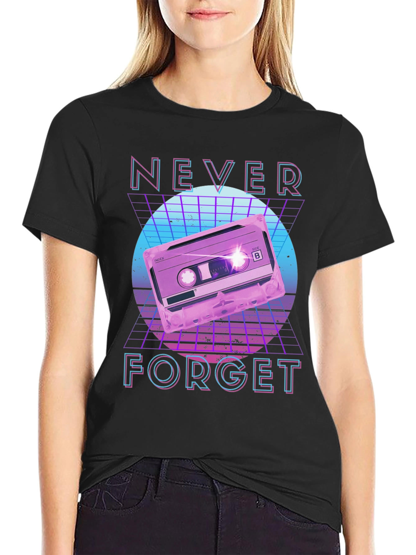 Retro 80s Cassette Tape Never Forget Graphic Tee