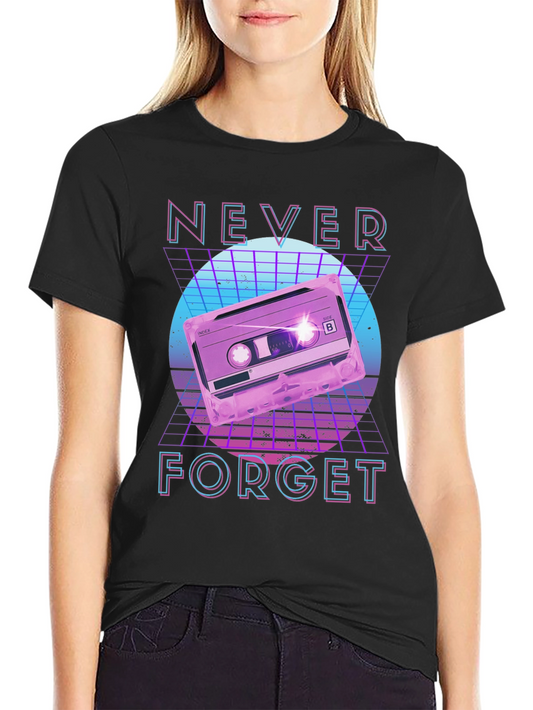 Retro 80s Cassette Tape Never Forget Graphic Tee