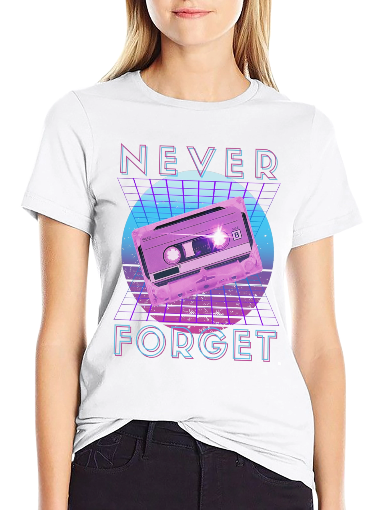 Retro 80s Cassette Tape Never Forget Graphic Tee
