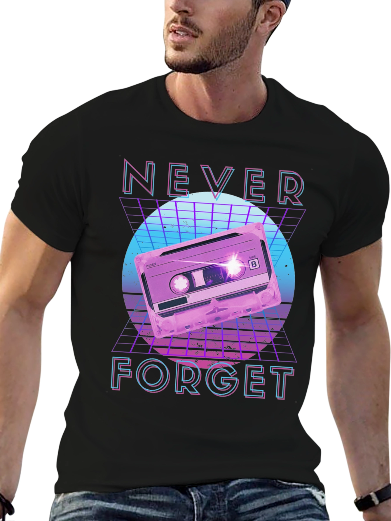 Retro 80s Cassette Tape Never Forget Graphic Tee