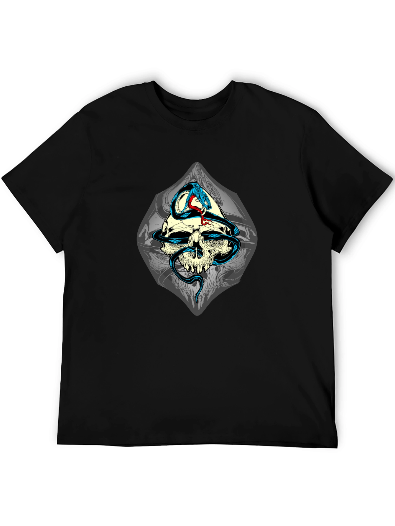 Skull & Snake Graphic Black T-Shirt