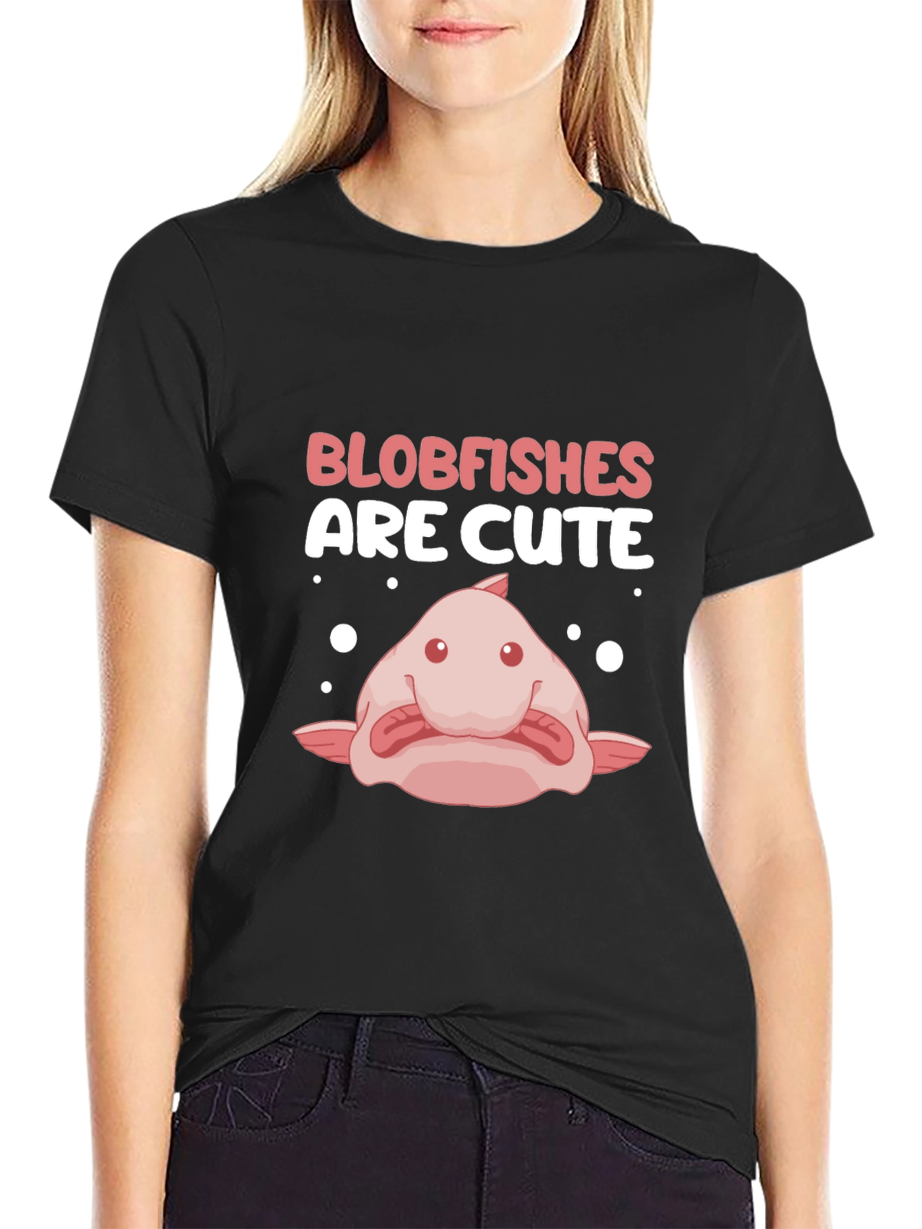 Blobfish Are Cute Black T-Shirt