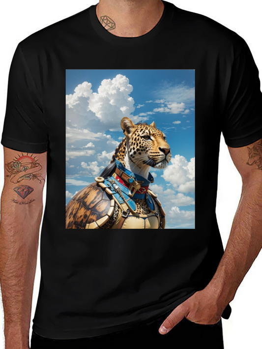 Leopard Warrior Graphic Tee - Black Cotton Comfort