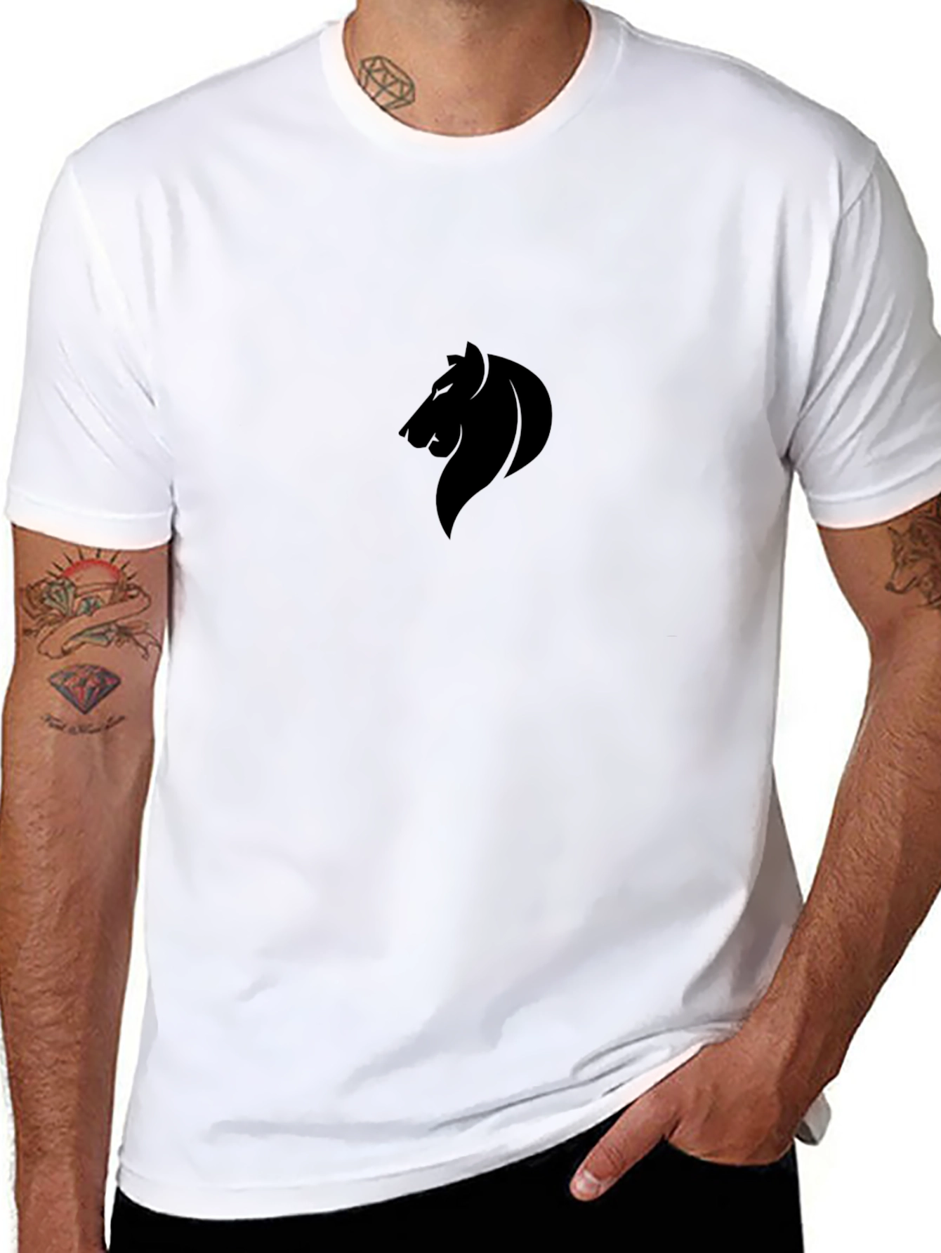 Lion Silhouette Black Tee - Modern Style