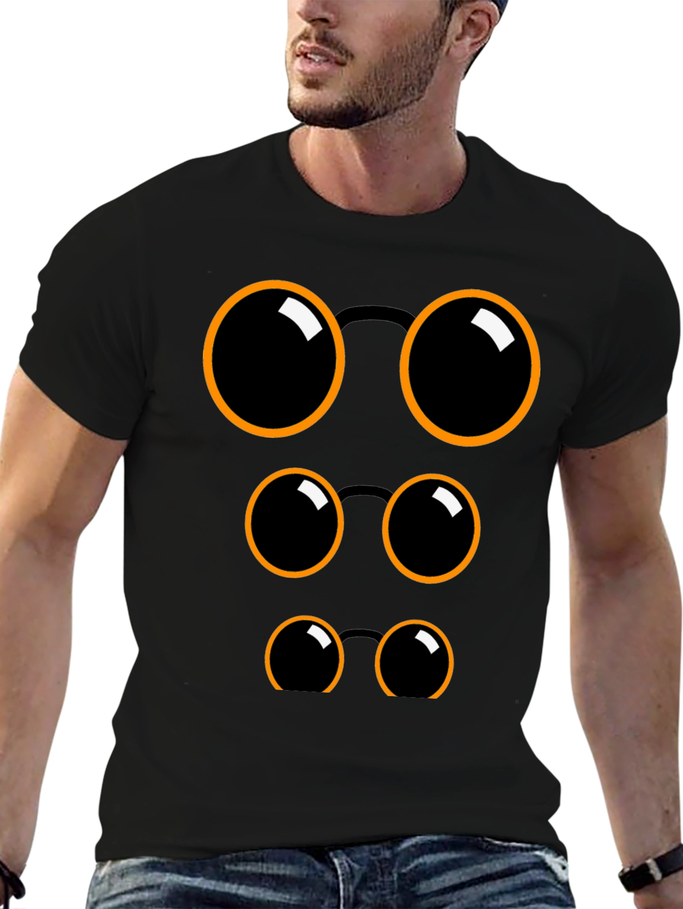 Funny Eyeglasses Graphic Black T-Shirt