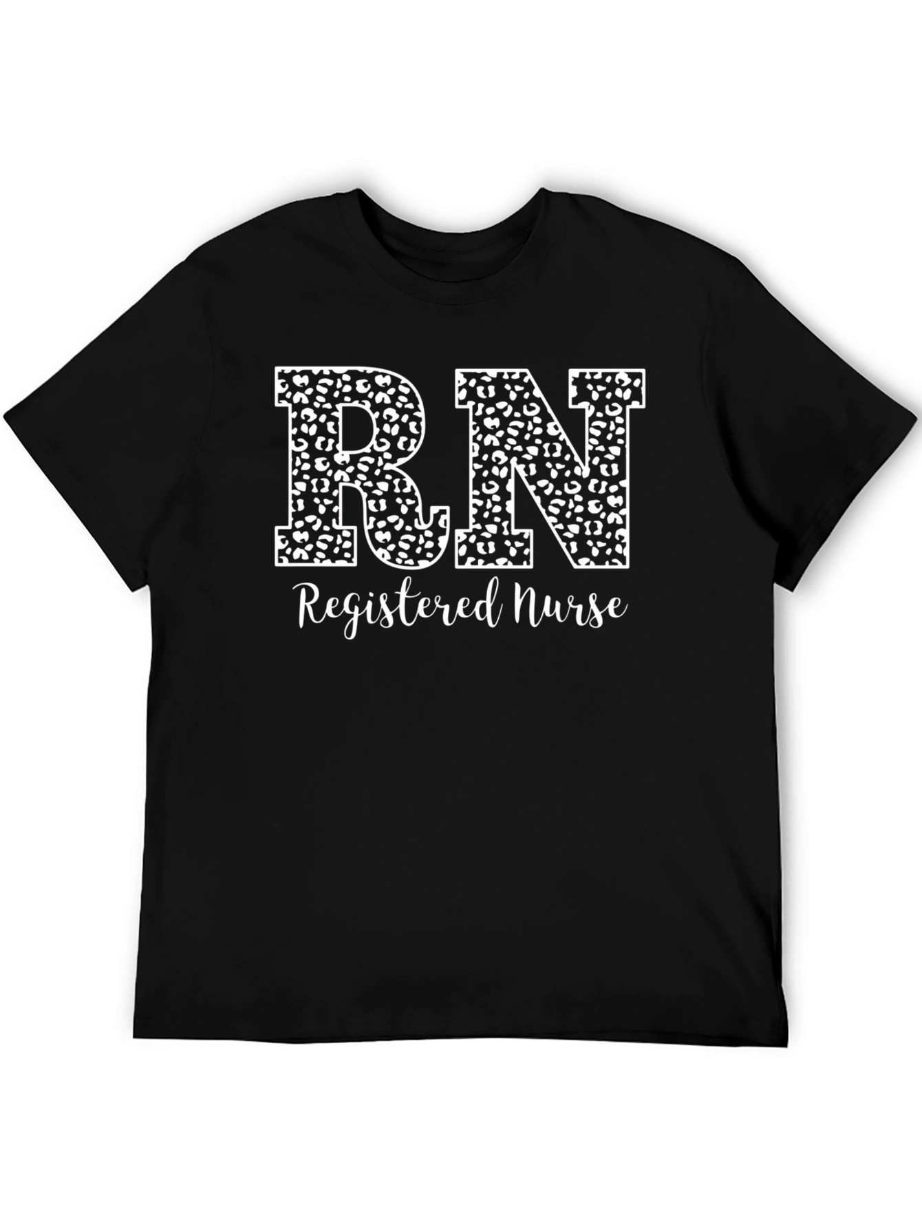RN Registered Nurse Leopard Print Black T-Shirt