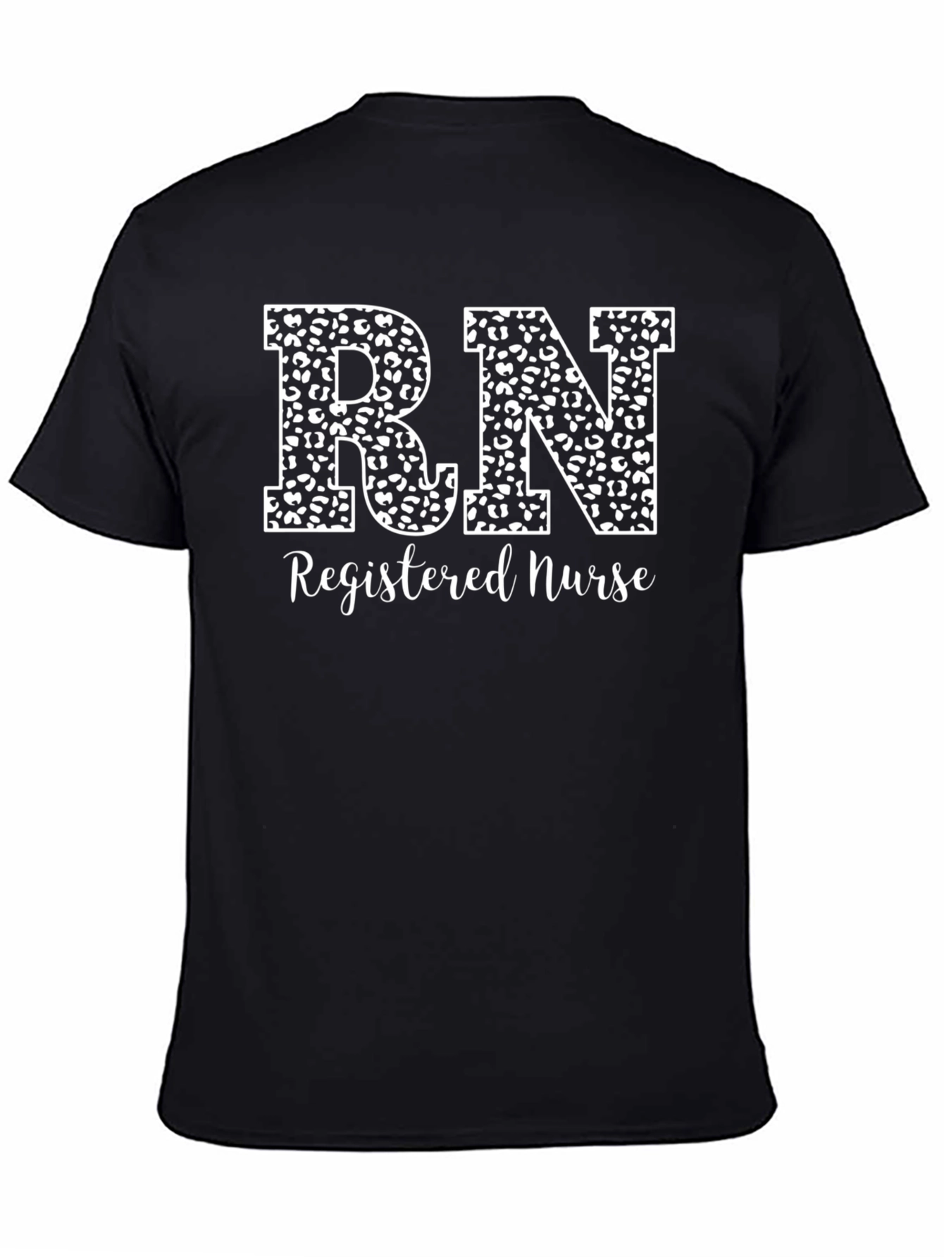 RN Registered Nurse Leopard Print Black T-Shirt