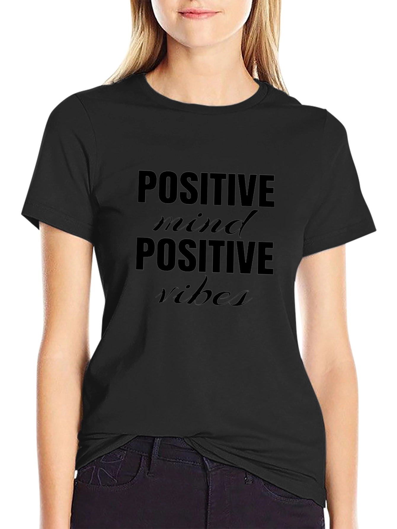 Positive Mind Positive Vibes Black T-Shirt