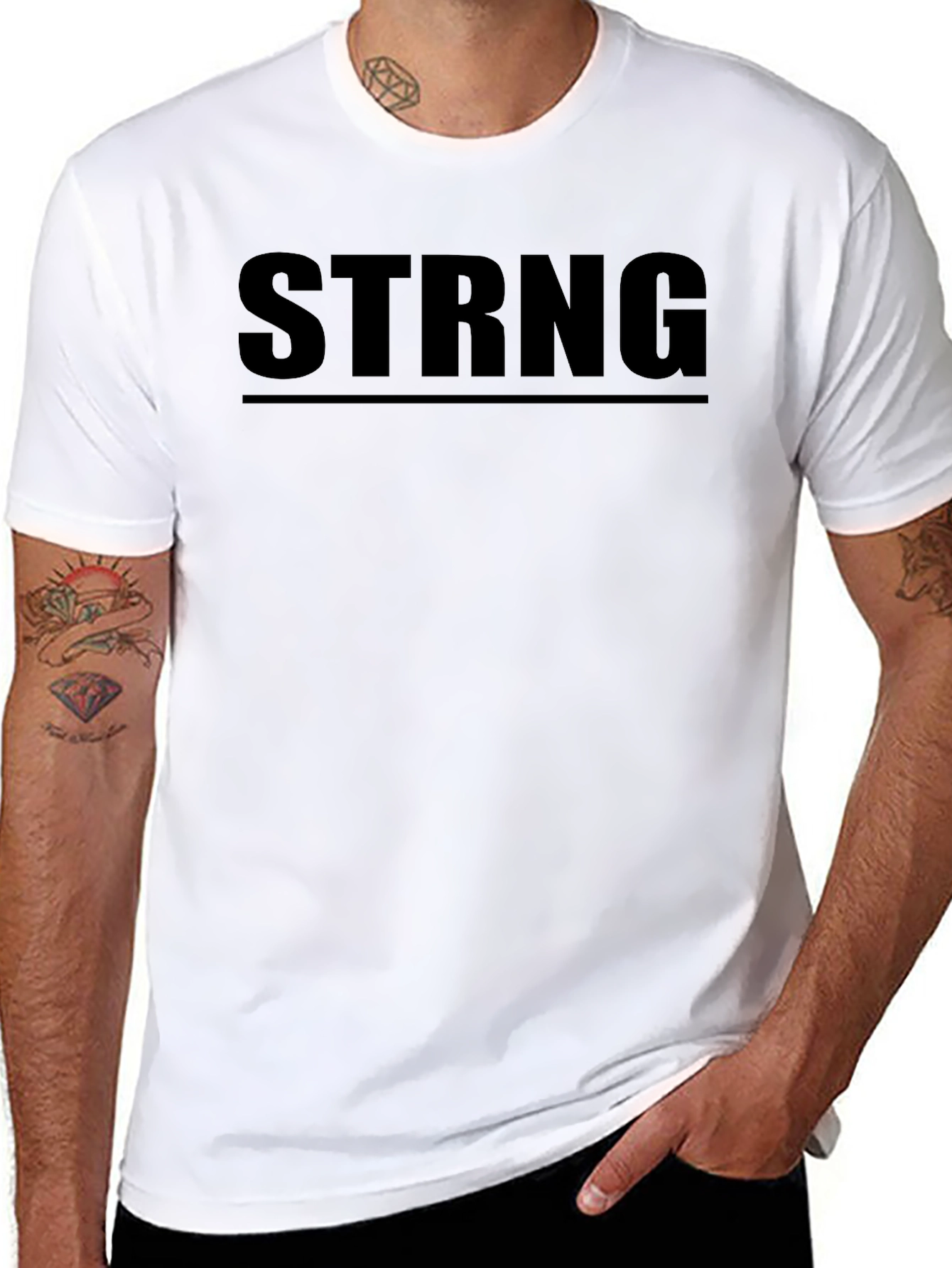 STRNG Graphic Tee - Black Cotton Crew Neck