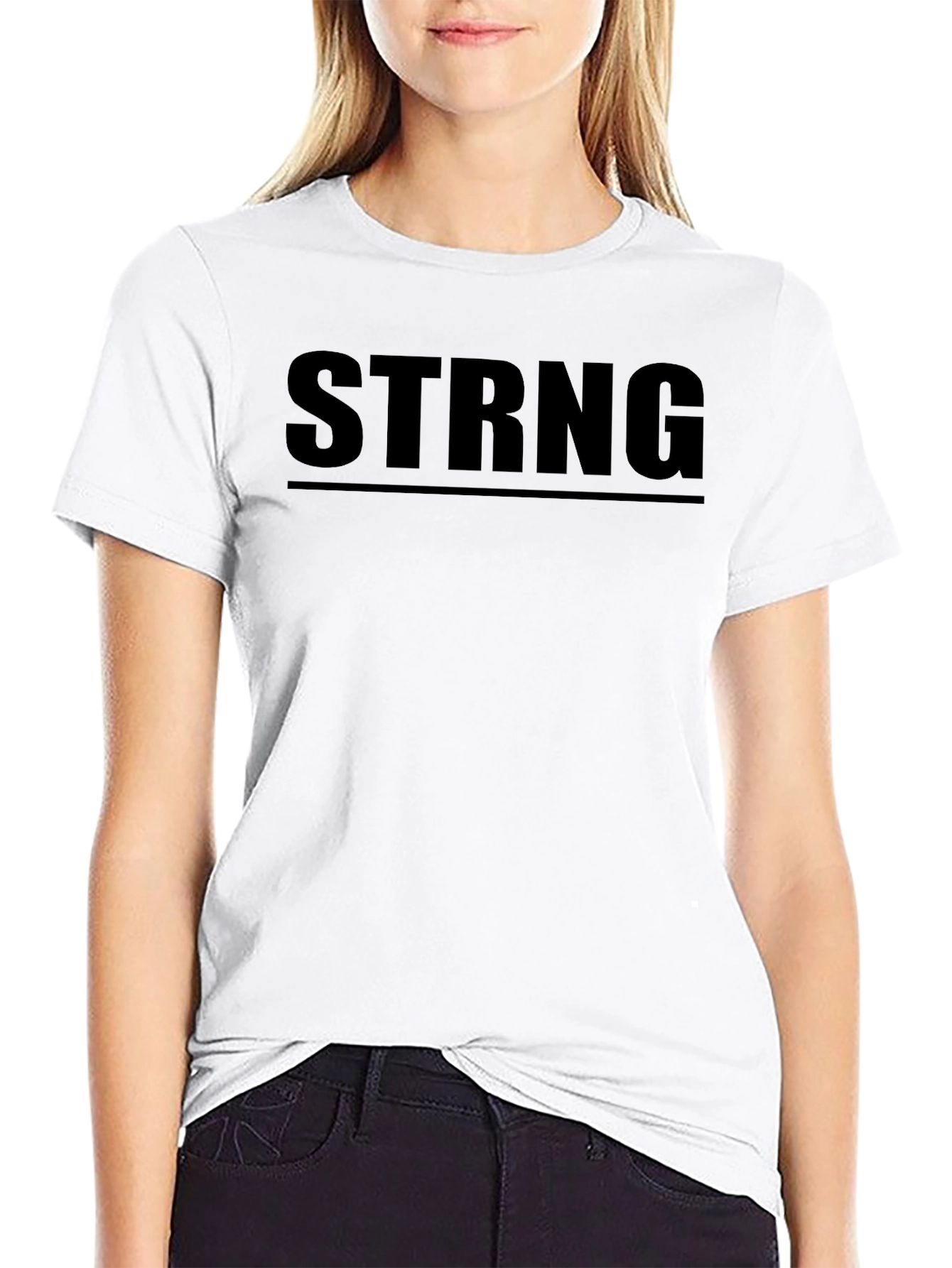 STRNG Graphic Tee - Black Cotton Crew Neck