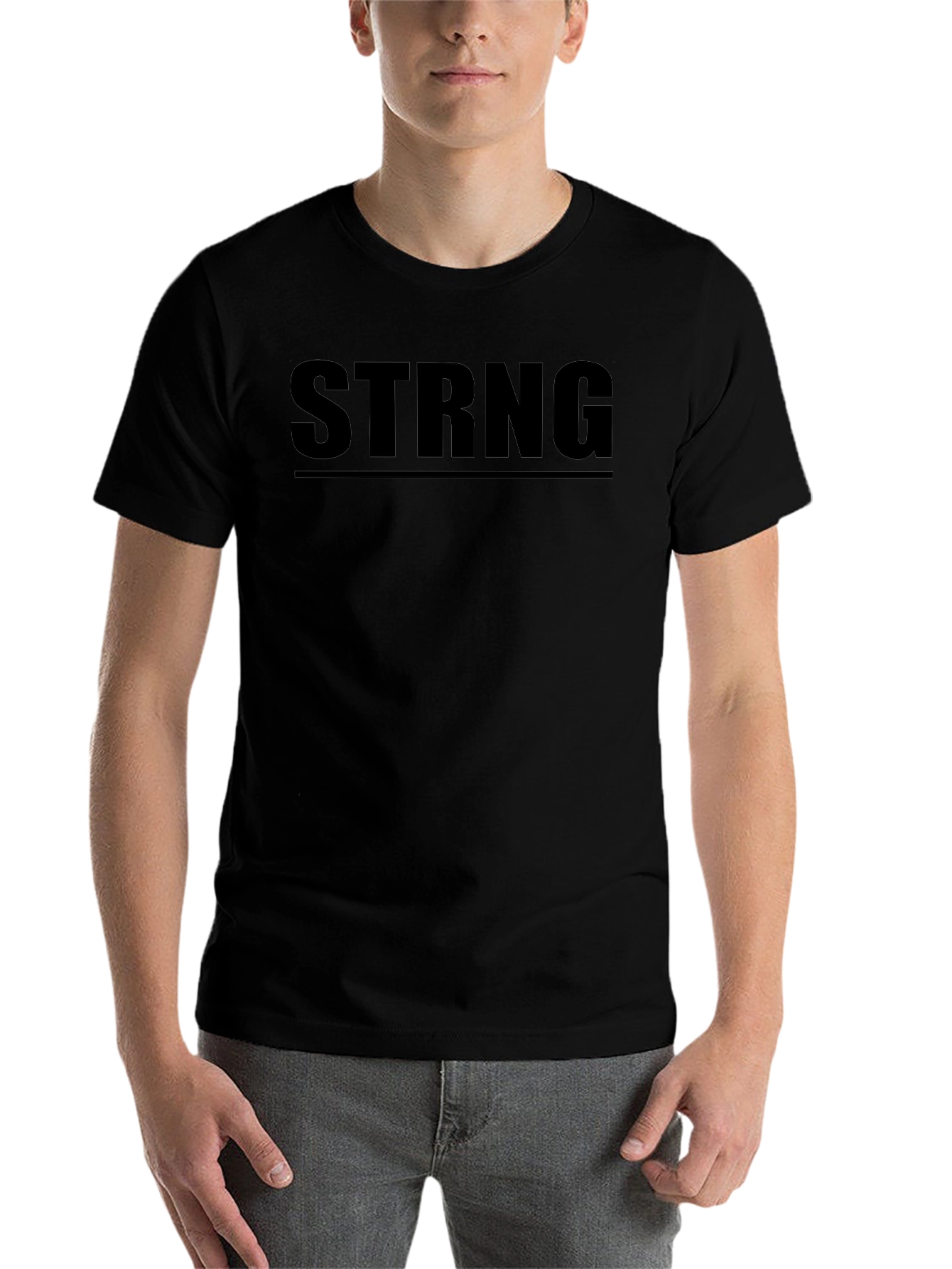 STRNG Graphic Tee - Black Cotton Crew Neck