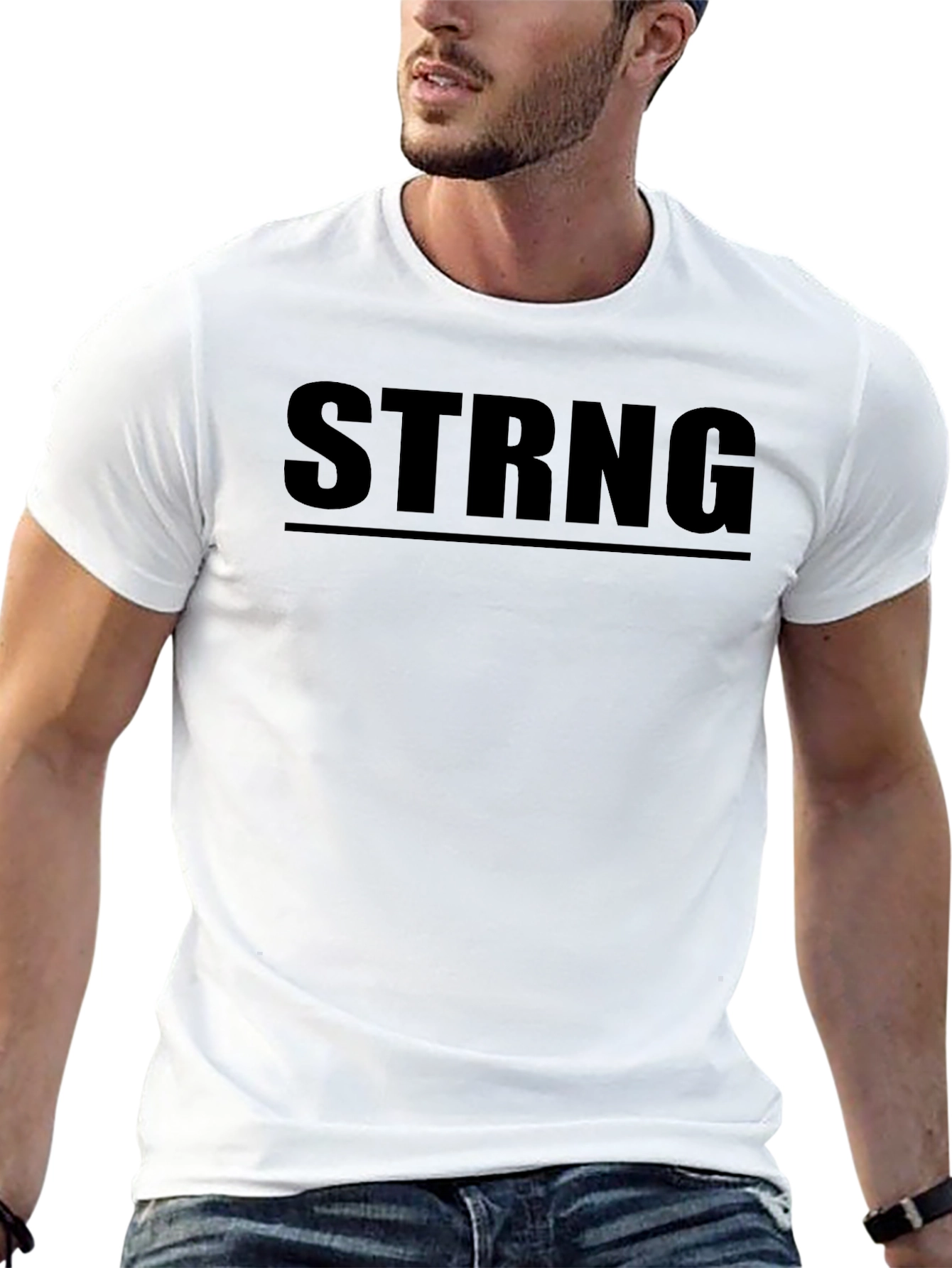 STRNG Graphic Tee - Black Cotton Crew Neck