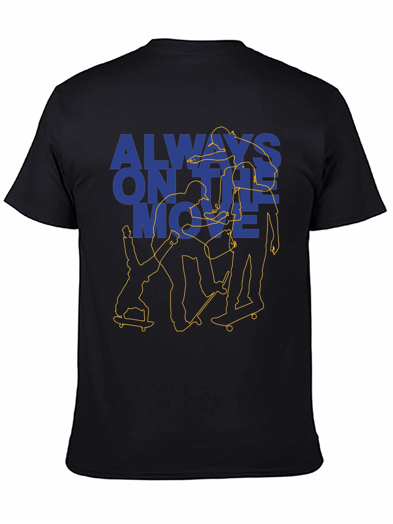 Always On the Move Skateboarder Black Graphic Tee