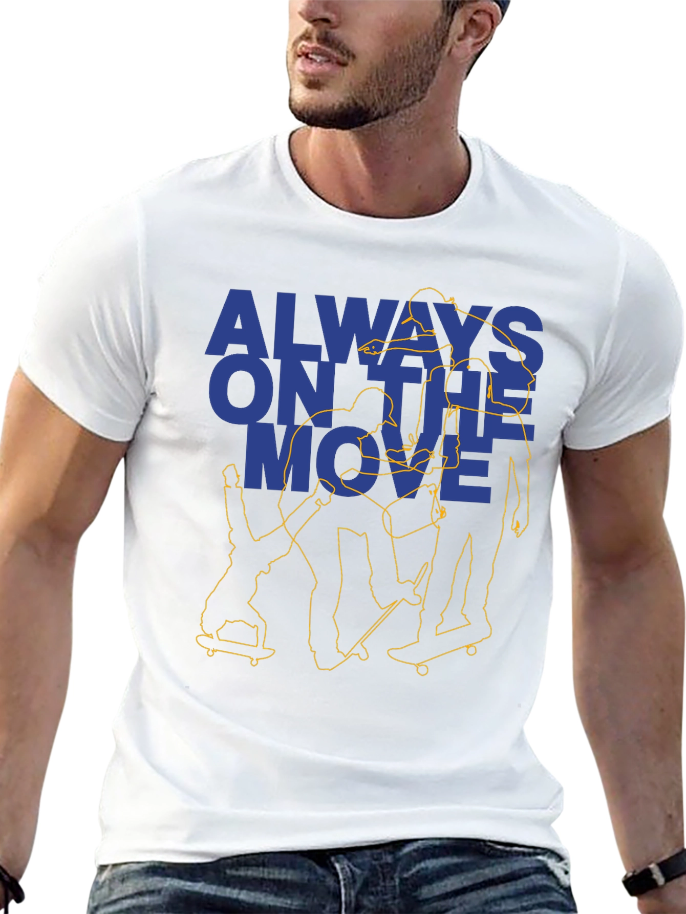 Always On the Move Skateboarder Black Graphic Tee