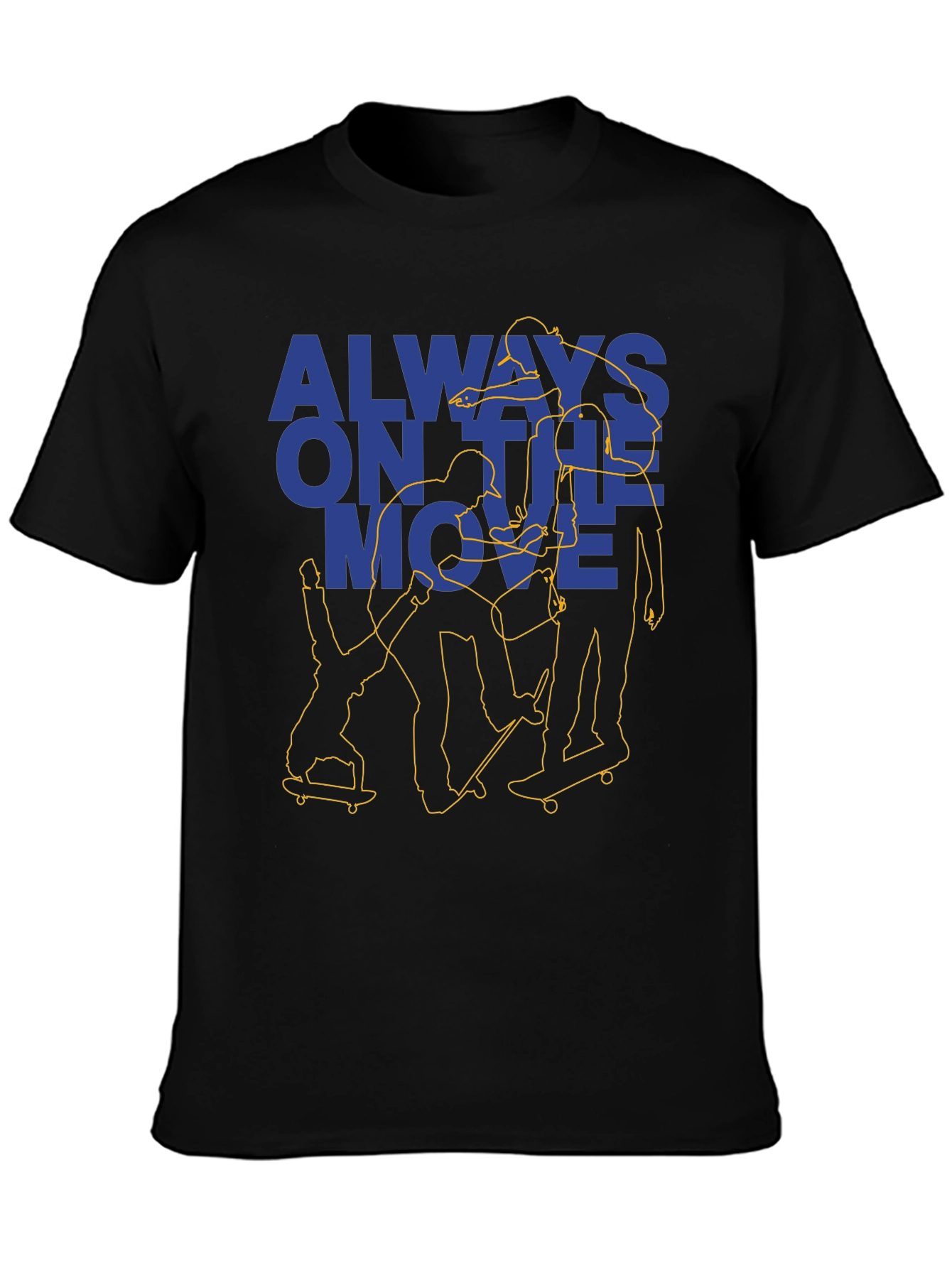 Always On the Move Skateboarder Black Graphic Tee