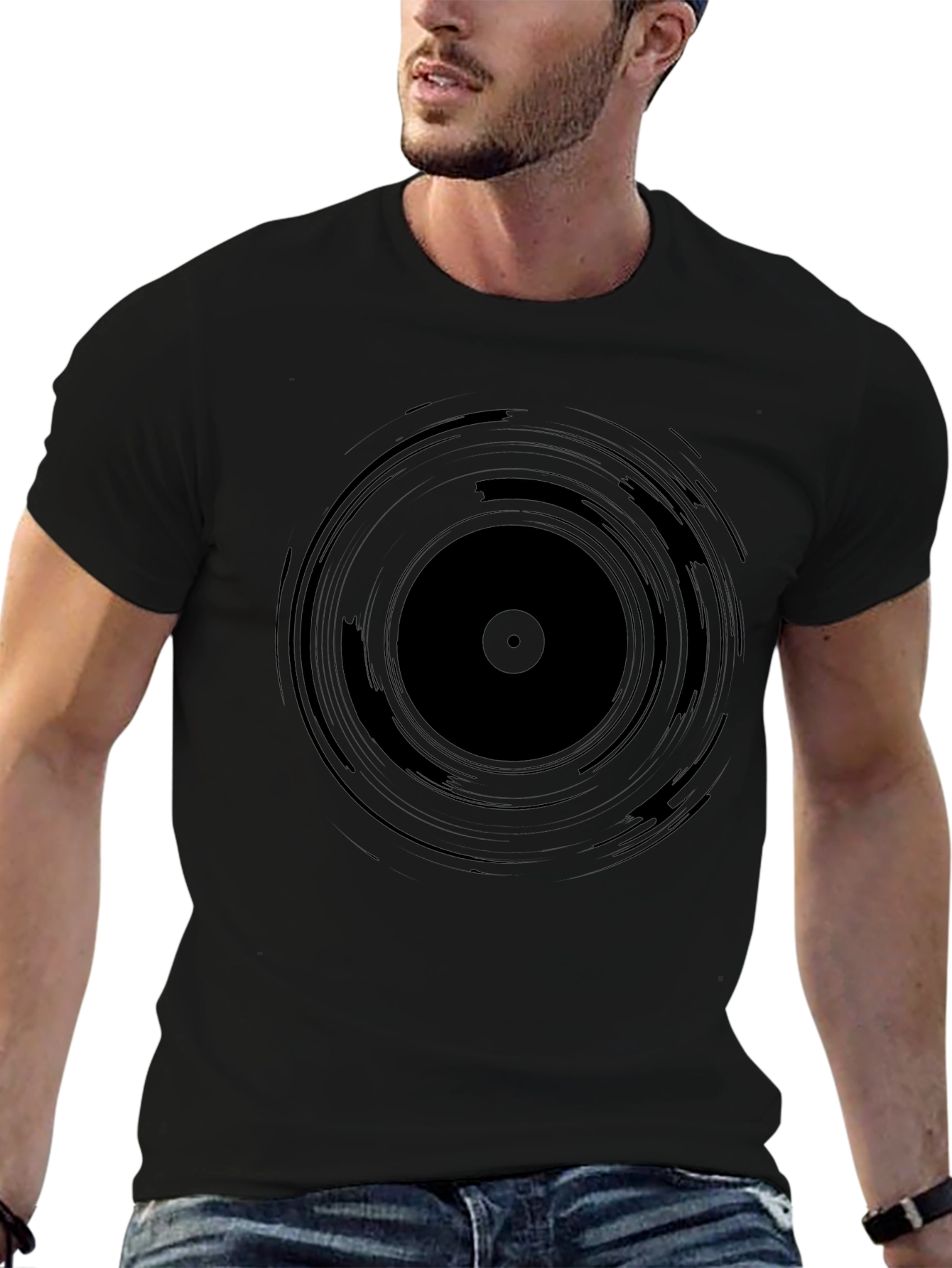 Vinyl Record Graphic Tee - Black
