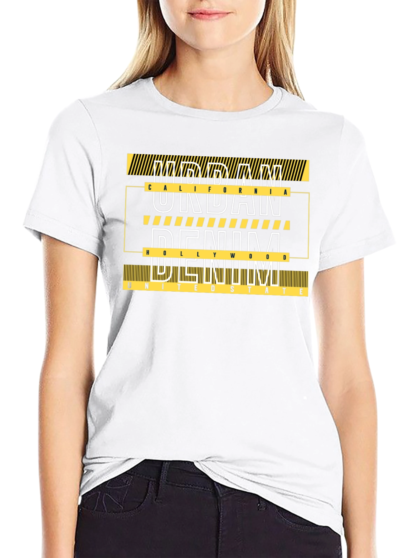 Urban Denim Graphic Tee - Black