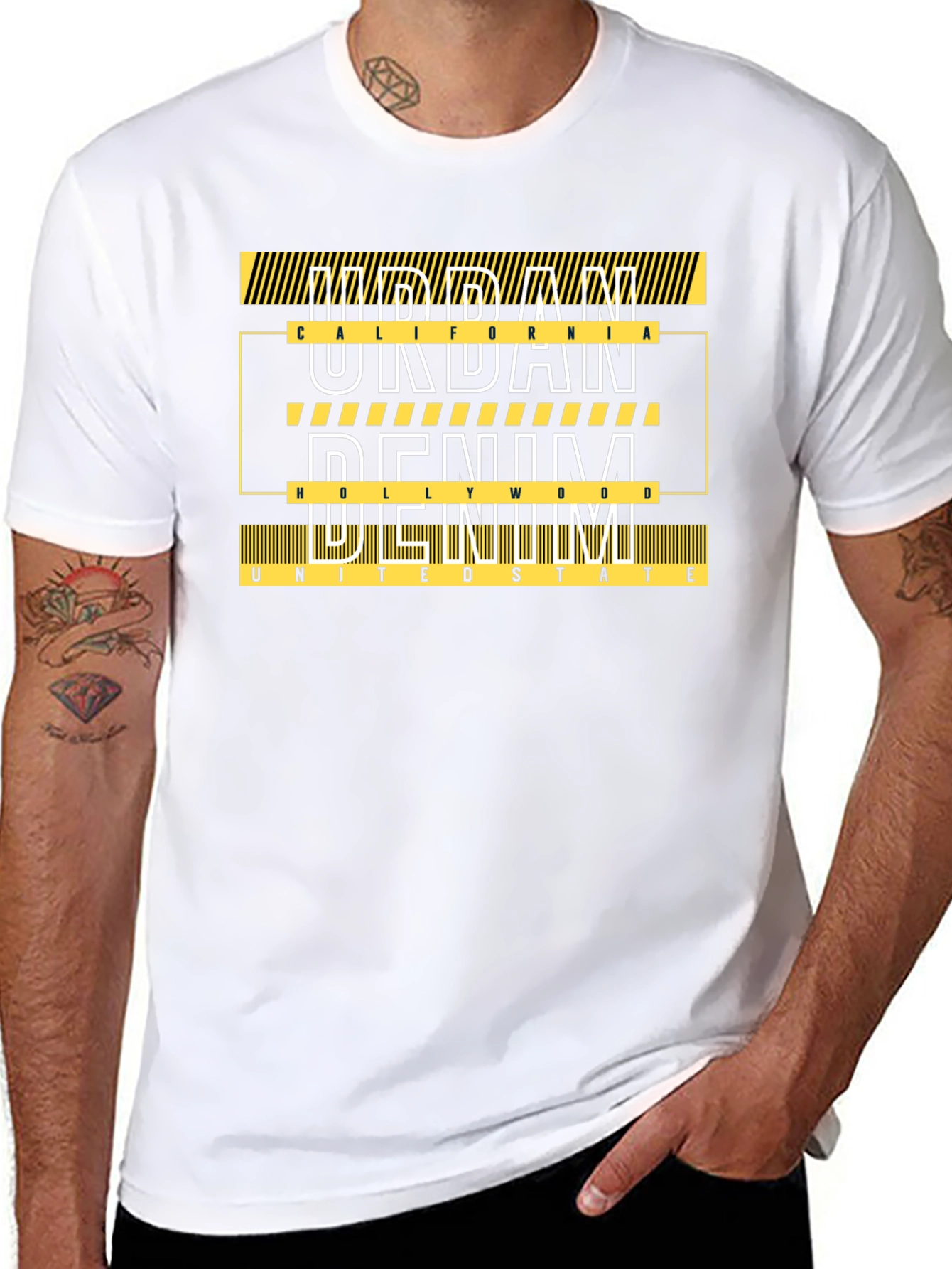 Urban Denim Graphic Tee - Black