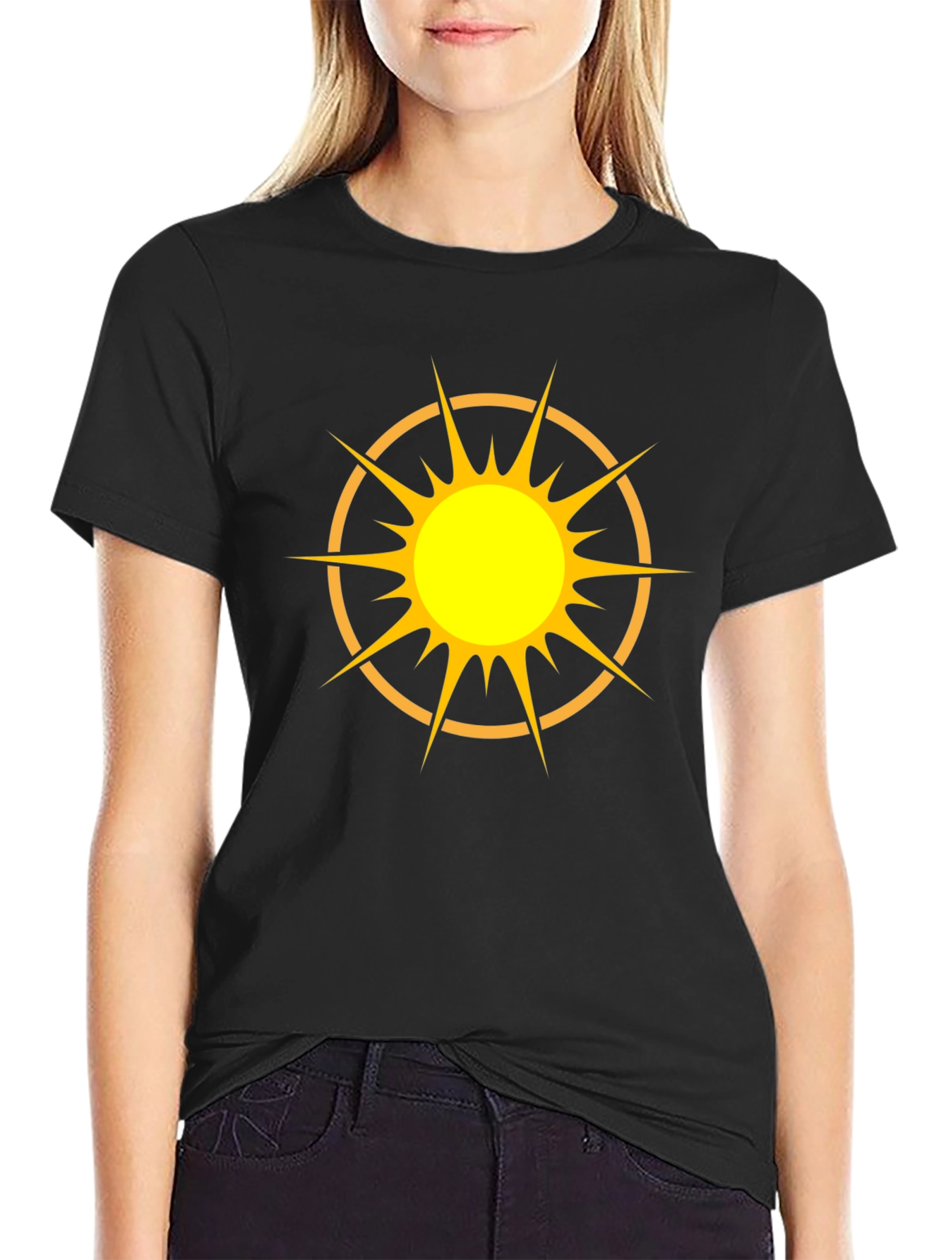 Radiant Sun Graphic Tee - Black Cotton T-Shirt