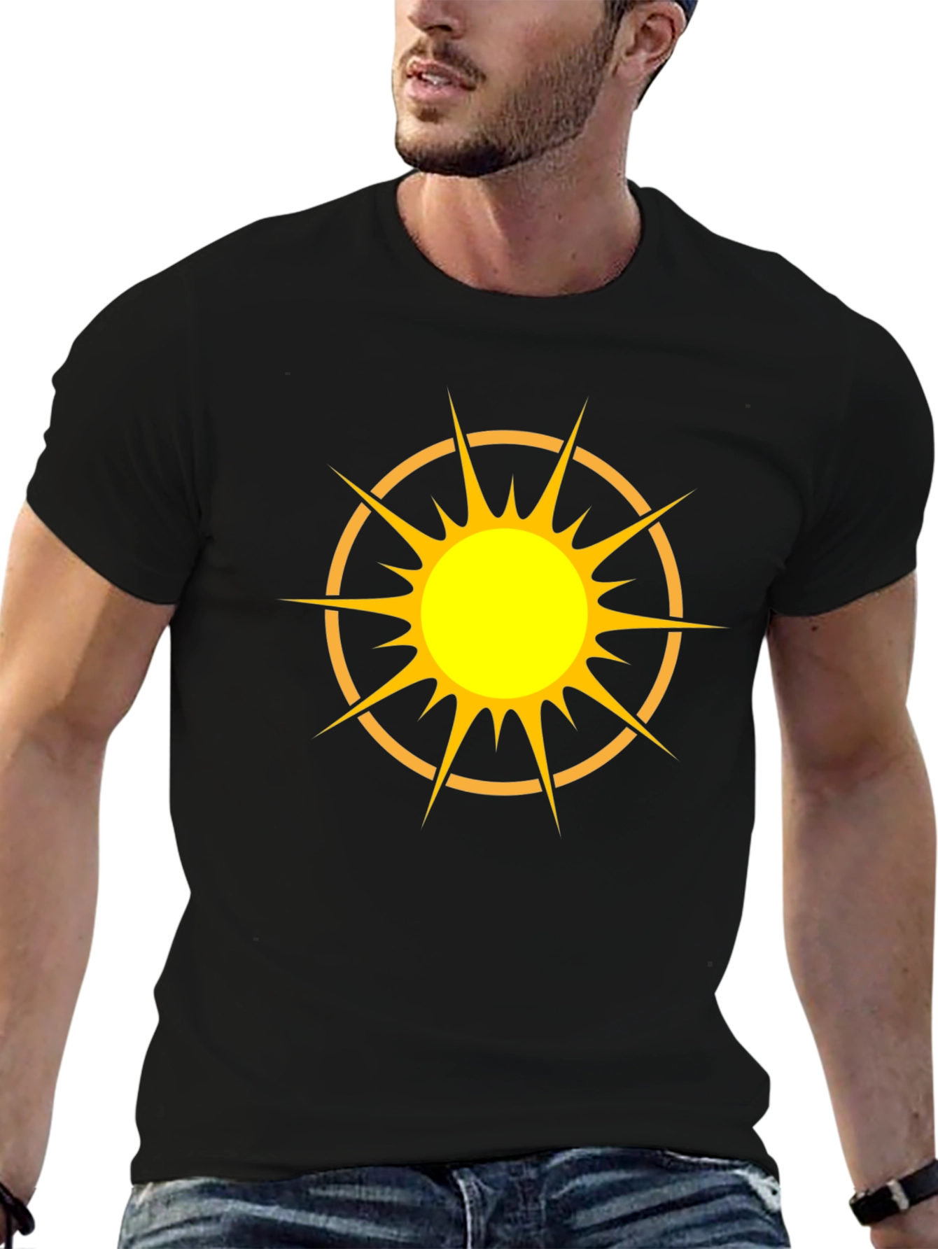 Radiant Sun Graphic Tee - Black Cotton T-Shirt