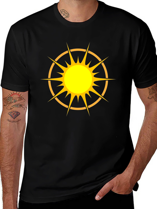Radiant Sun Graphic Tee - Black Cotton T-Shirt