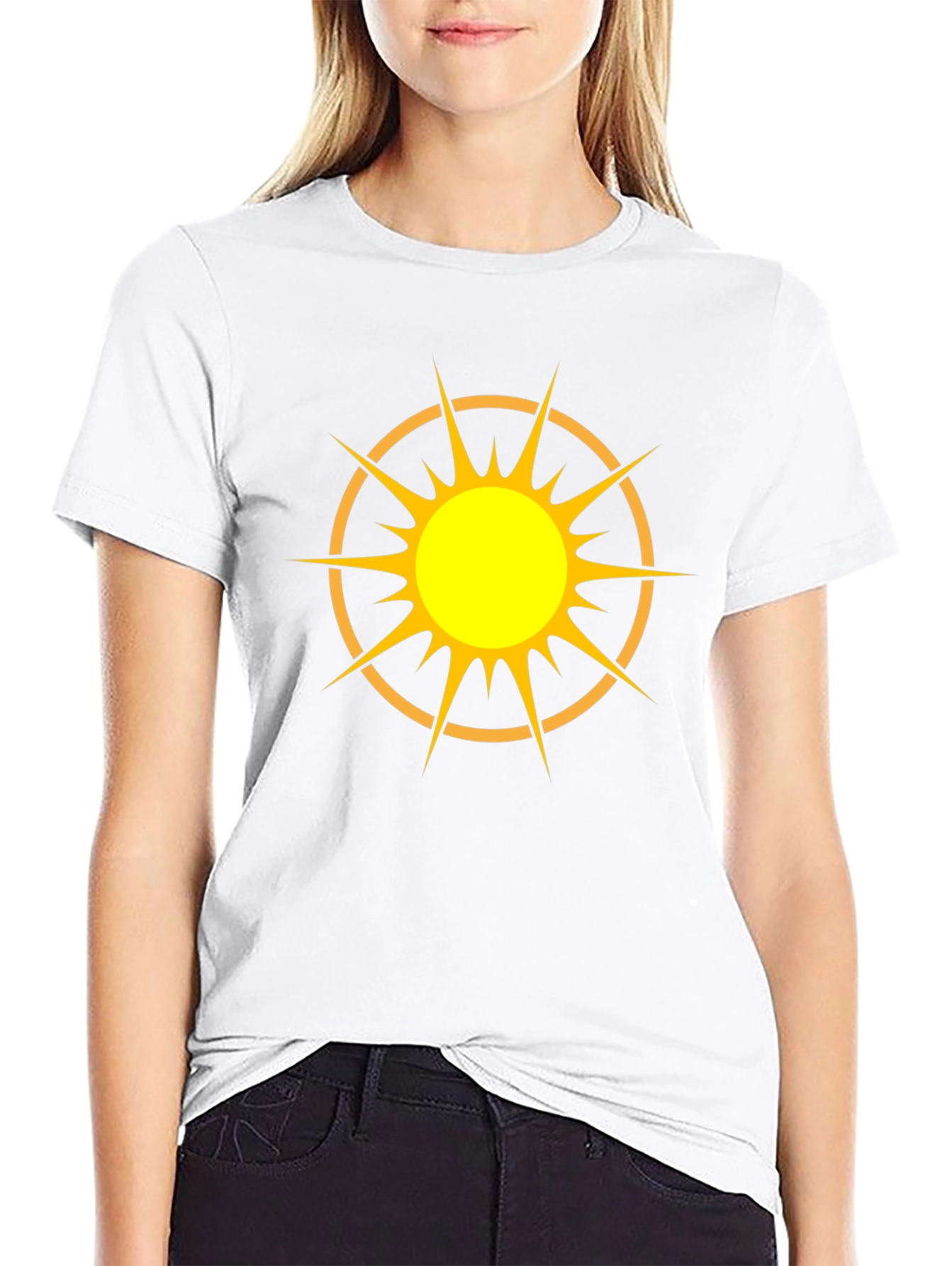 Radiant Sun Graphic Tee - Black Cotton T-Shirt