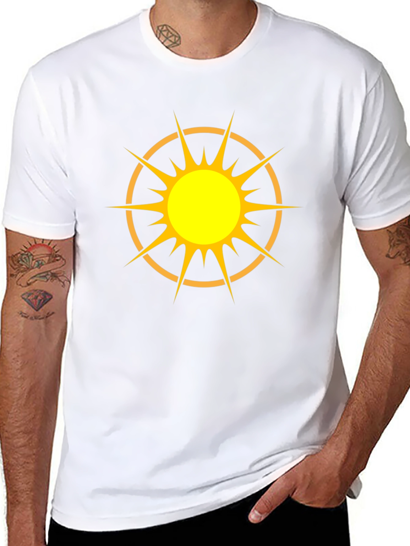 Radiant Sun Graphic Tee - Black Cotton T-Shirt