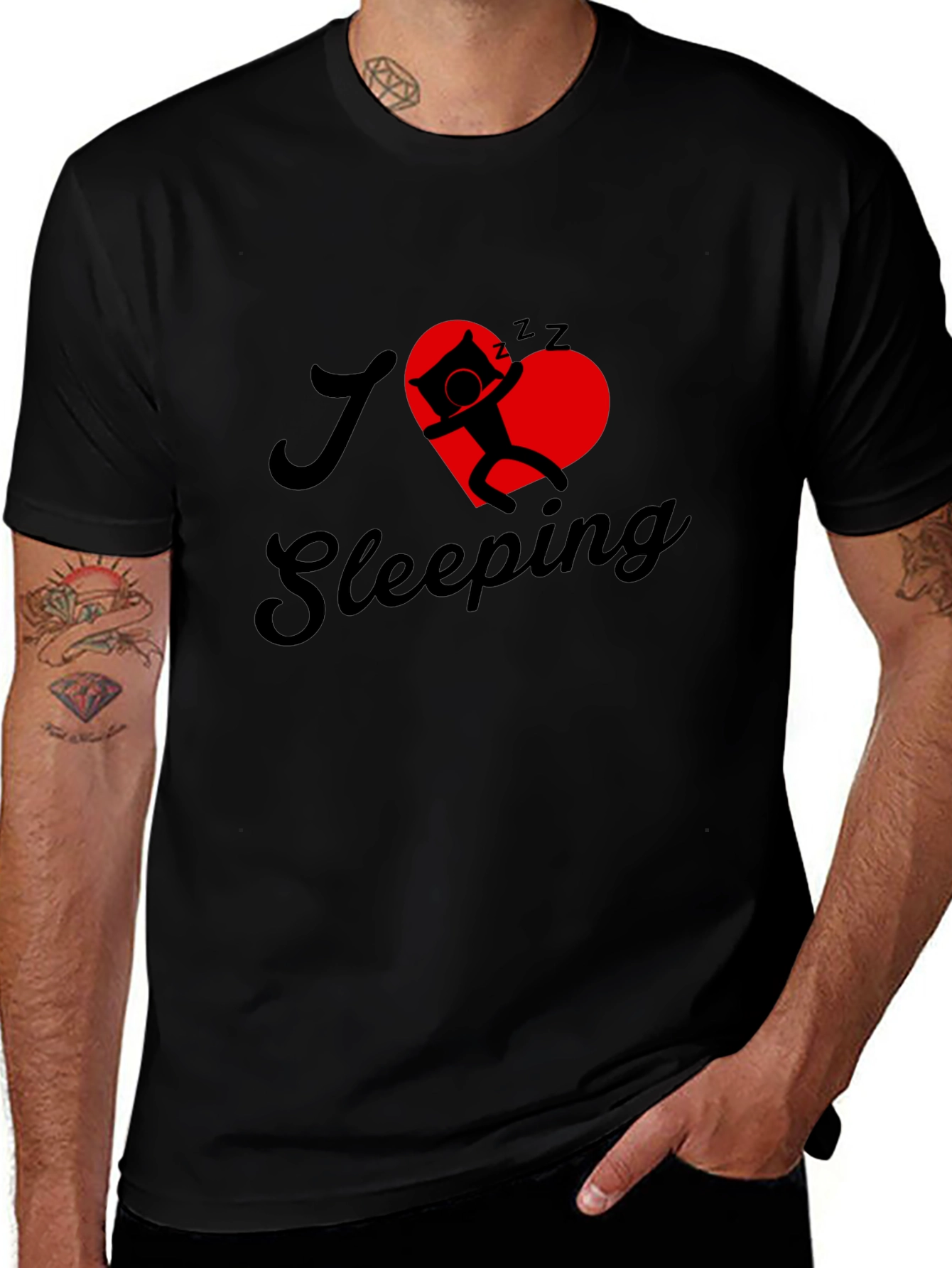 I Love Sleeping Black Graphic Tee