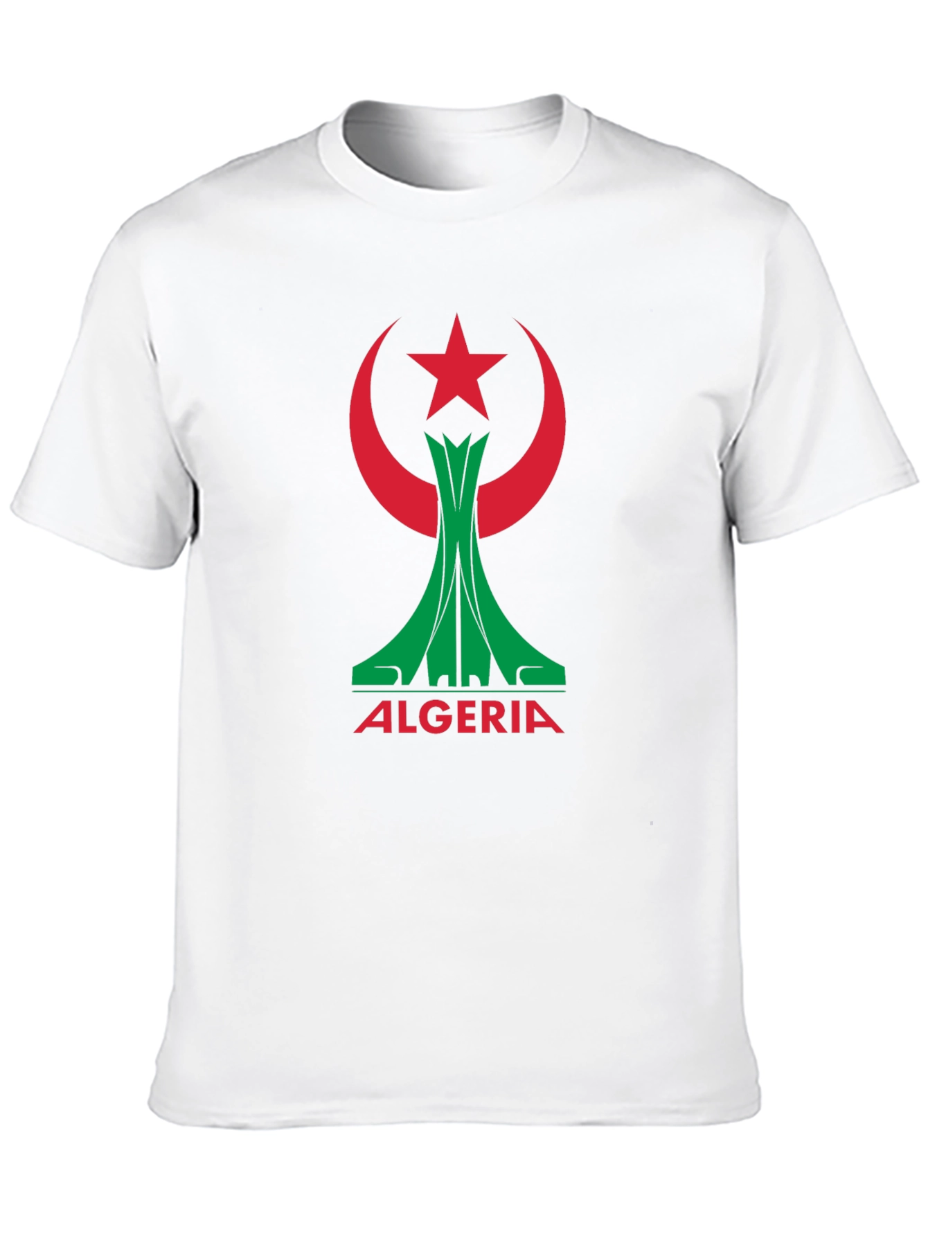 Algeria Flag Graphic Tee - Black Cotton T-Shirt