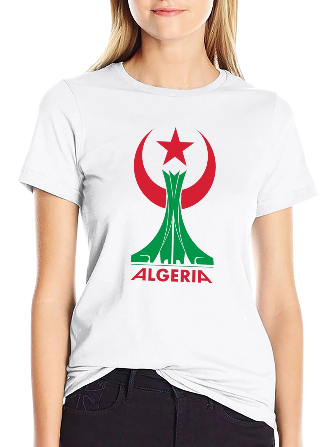 Algeria Flag Graphic Tee - Black Cotton T-Shirt
