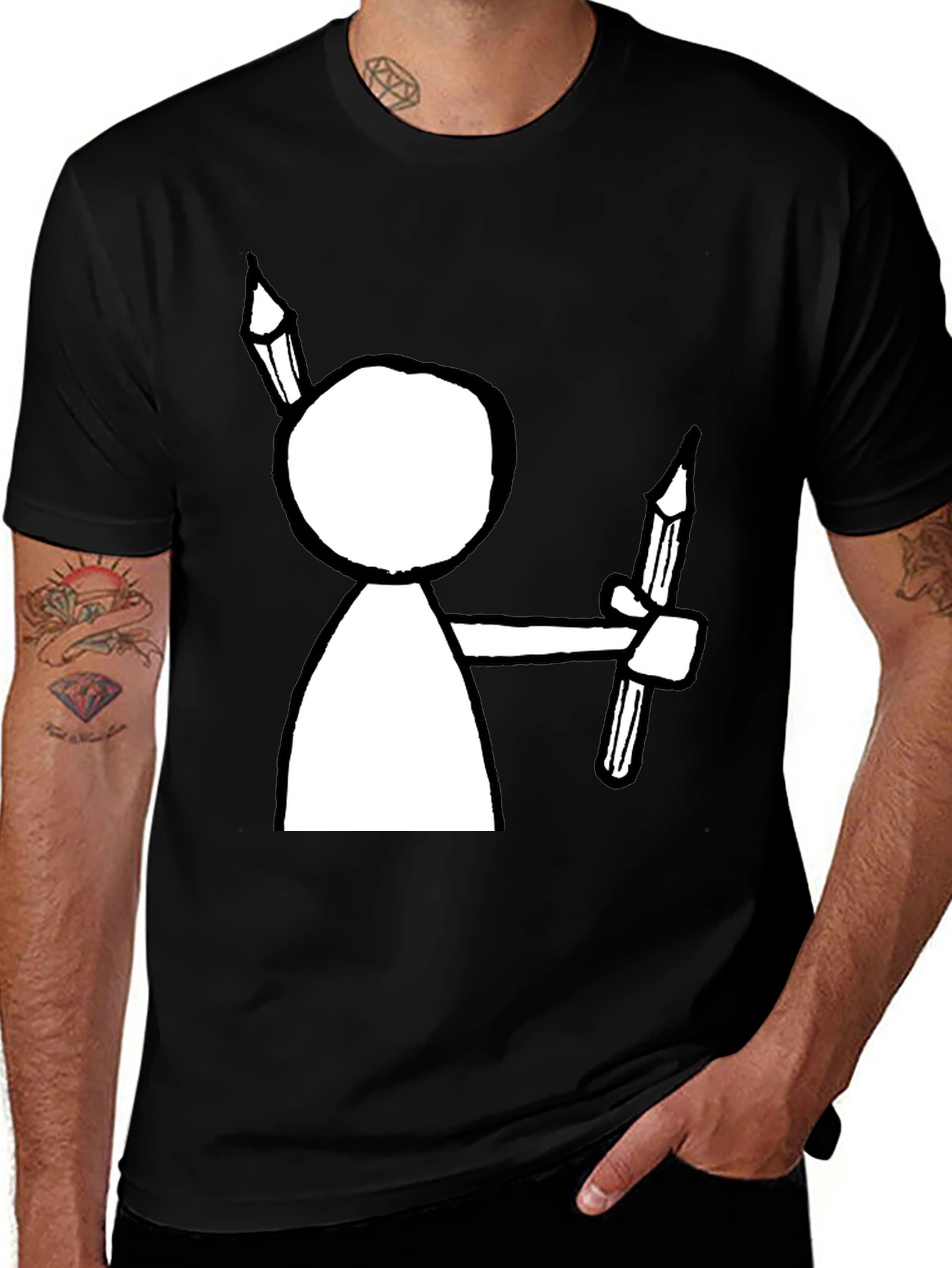 Artist Stick Figure T-Shirt - Funny Drawing Tee