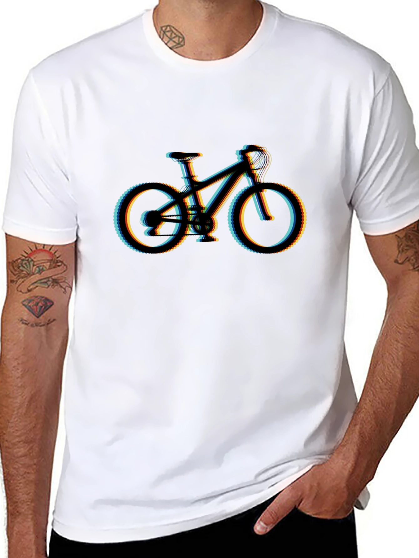 Mountain Bike Glitch Graphic T-Shirt