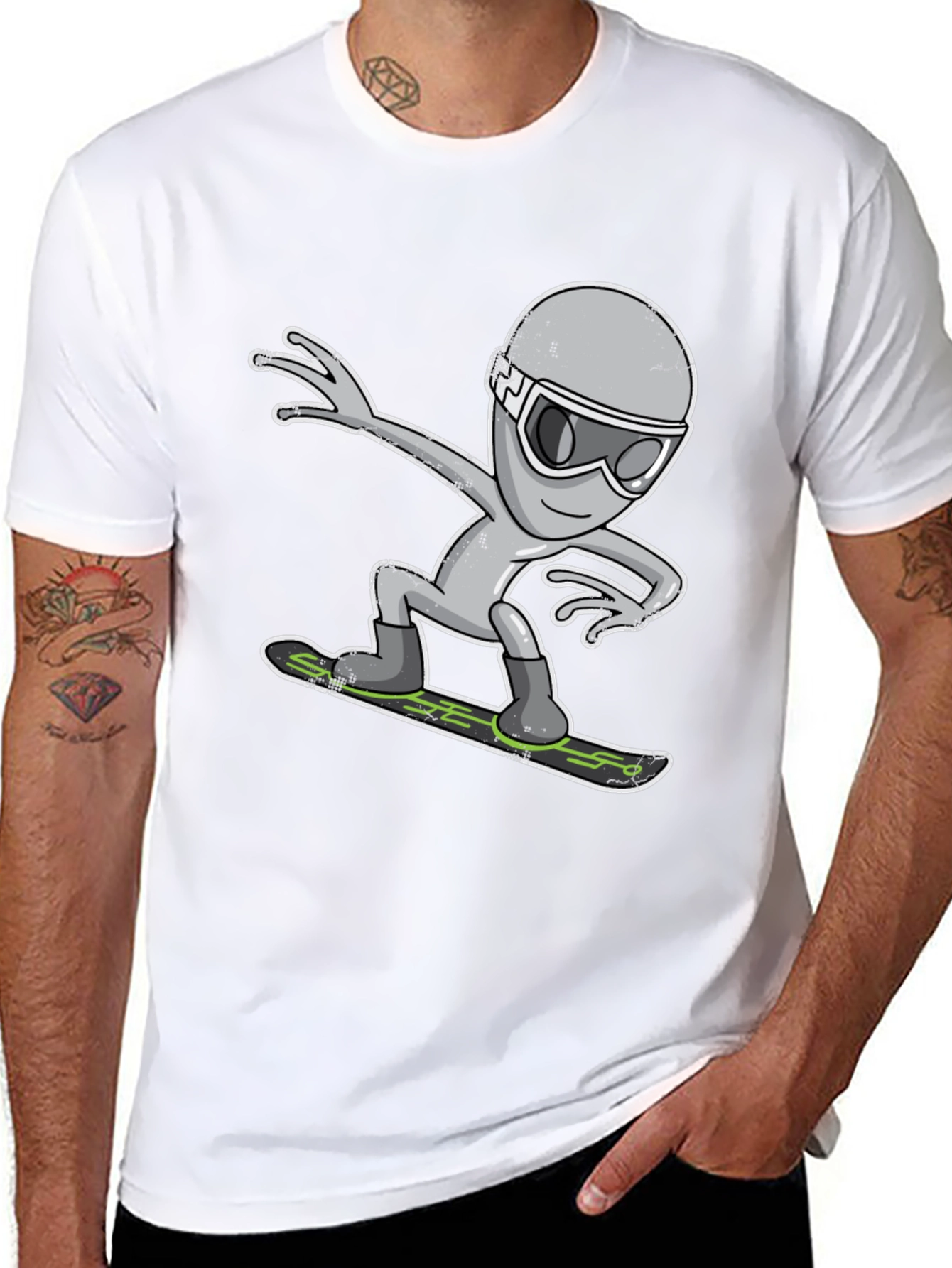 Alien Snowboarding T-Shirt - Cool Graphic Tee