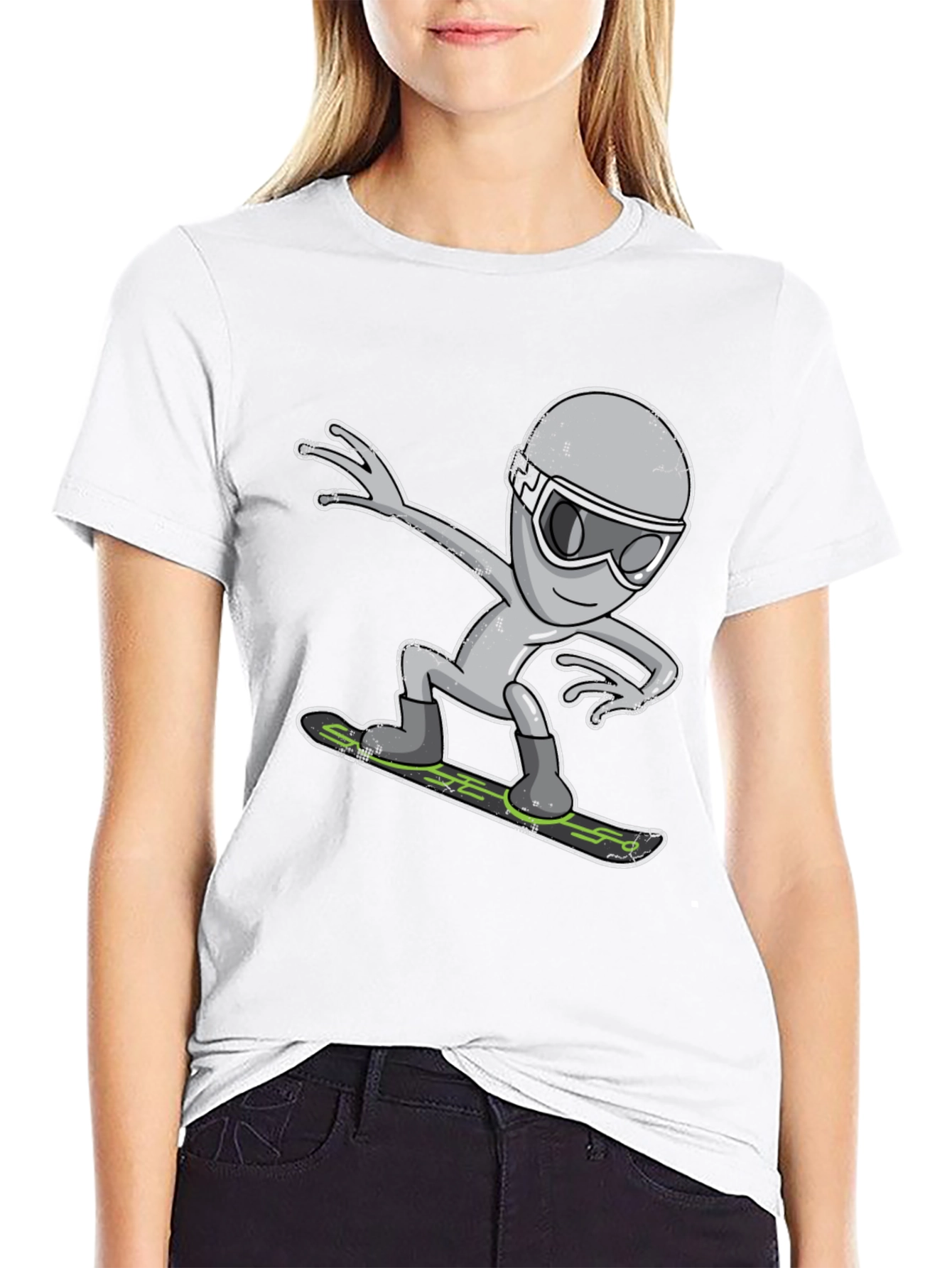 Alien Snowboarding T-Shirt - Cool Graphic Tee