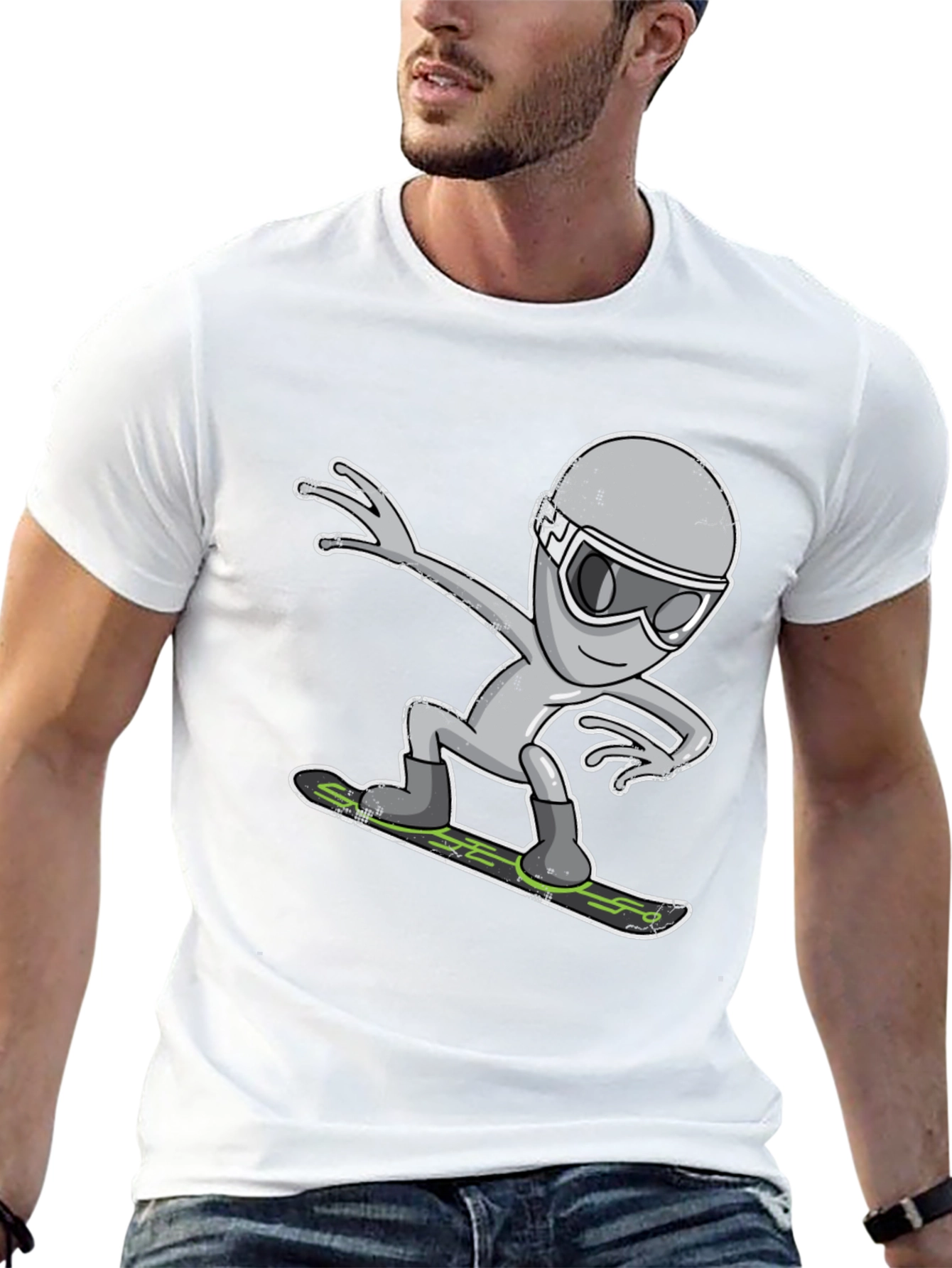 Alien Snowboarding T-Shirt - Cool Graphic Tee