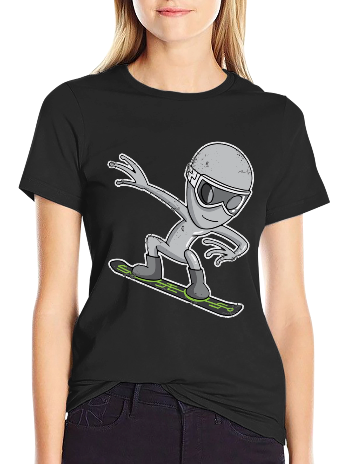 Alien Snowboarding T-Shirt - Cool Graphic Tee